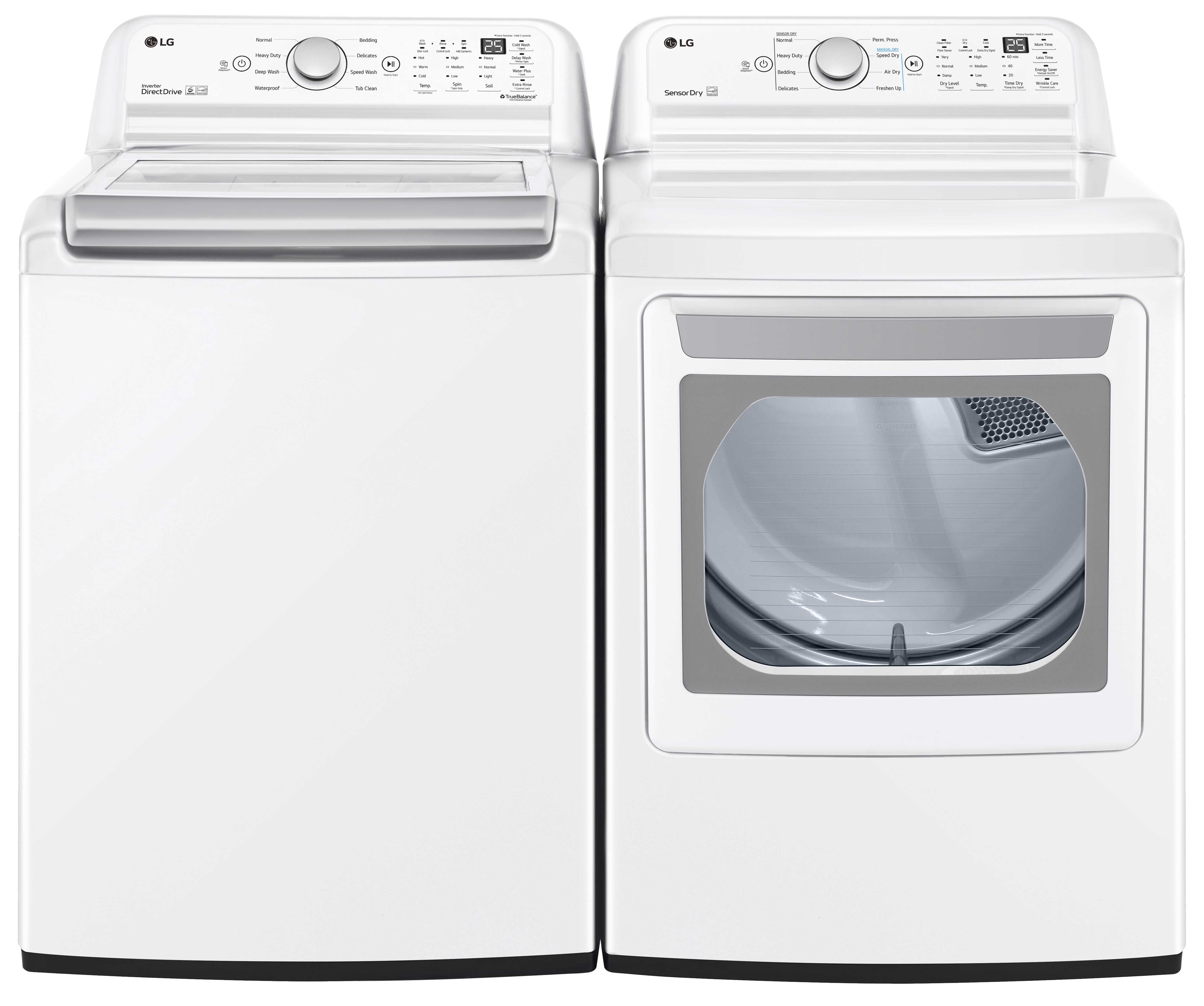 LG WT7150CW 5.8 cu. ft. White Top Load Washer & DLE7150W 7.3 cu. ft. Electric Dryer Combo - Perfect for Large Families & Laundry Rooms
