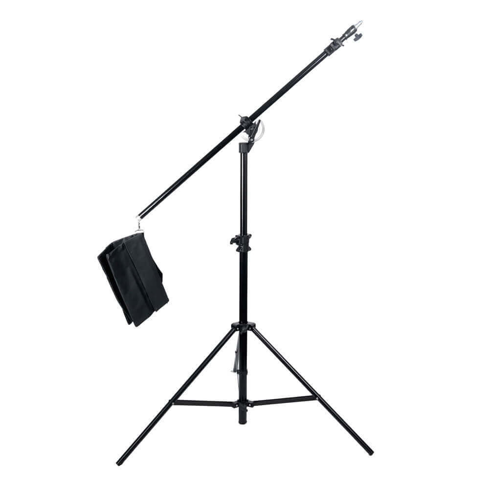 Double Reclined Combi Boom Stand with Quad Stand Bag - Professional Adjustable Microphone Stand for Studio Recording, Live Performances & Podcasting