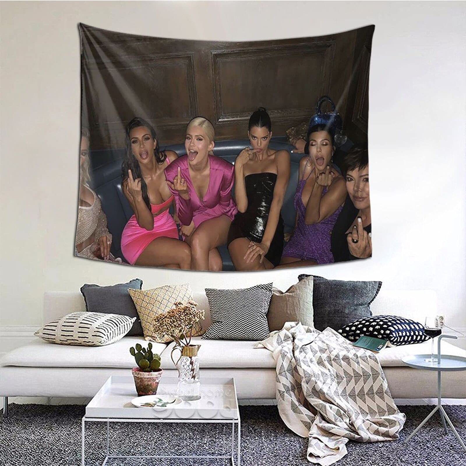 Kardashians Tapestry Wall Hanging - 60x51 Inch Bohemian Home Decor for Bedroom, Living Room, Balcony | Perfect as Housewarming Gift & Hippie Room Aesthetic Decor | Great for Parties, Dorm Rooms, and Meditation Spaces