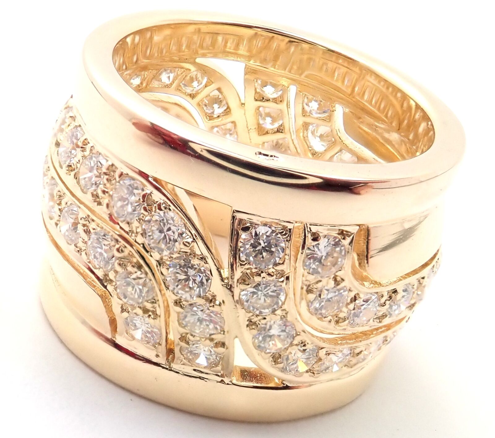 Authentic Cartier 18K Yellow Gold Diamond Wide Band Ring - Size 51 (US 5.75) - Luxury Wedding Band for Women, Perfect for Engagement, Anniversary & Special Occasions