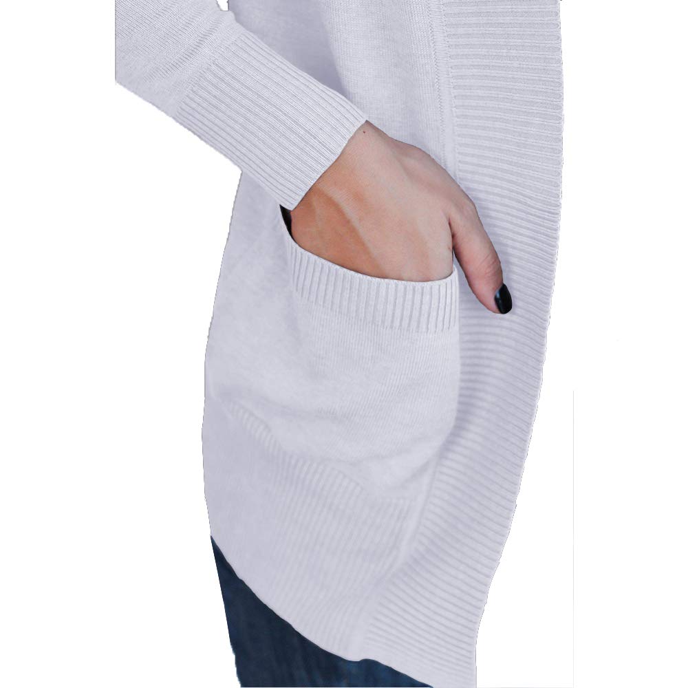VOIANLIMO Women's Open Front Casual Long Sleeve Knit Cardigan Sweater with Pockets - Cozy Fall Layering Piece for Office, Travel & Lounge Wear