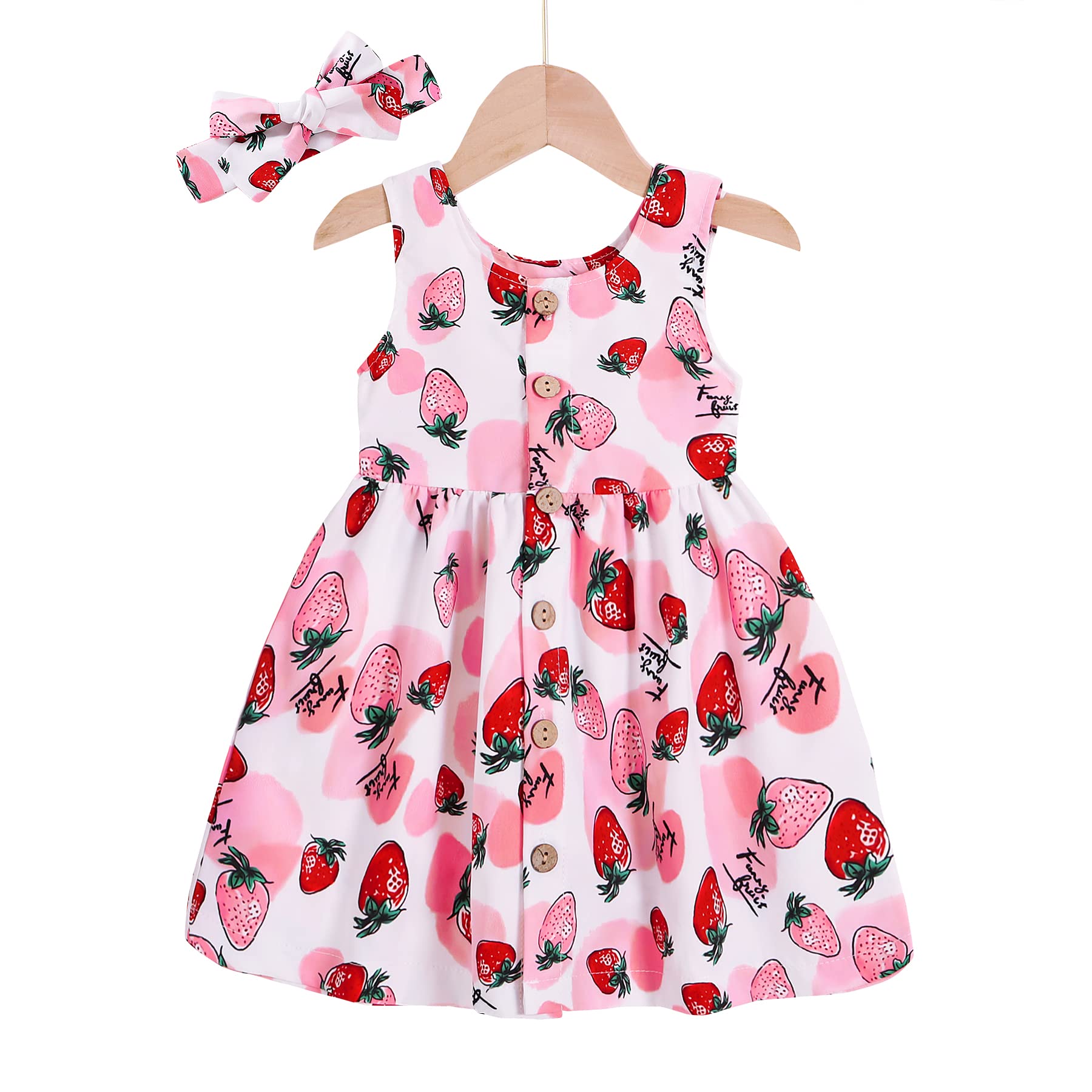 YOUNGER TREE Toddler Girls Lemon & Pineapple Fruit Print Summer Sundress - Cute Spring Outfit for Beach, Party & Playtime