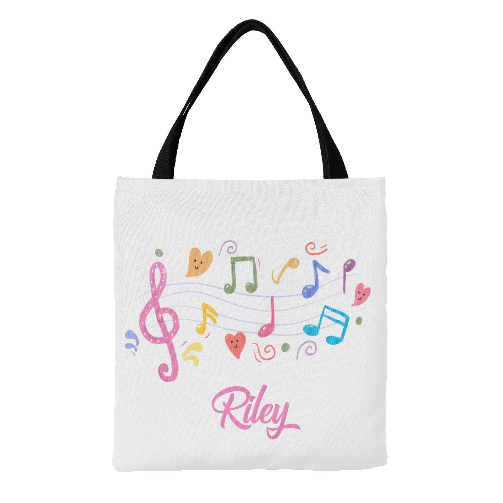 Personalized Music Notes Canvas Tote Bag - Eco-Friendly Reusable Shopping Bag for Women, School, Travel & Work | Perfect Gift for Musicians & Music Lovers
