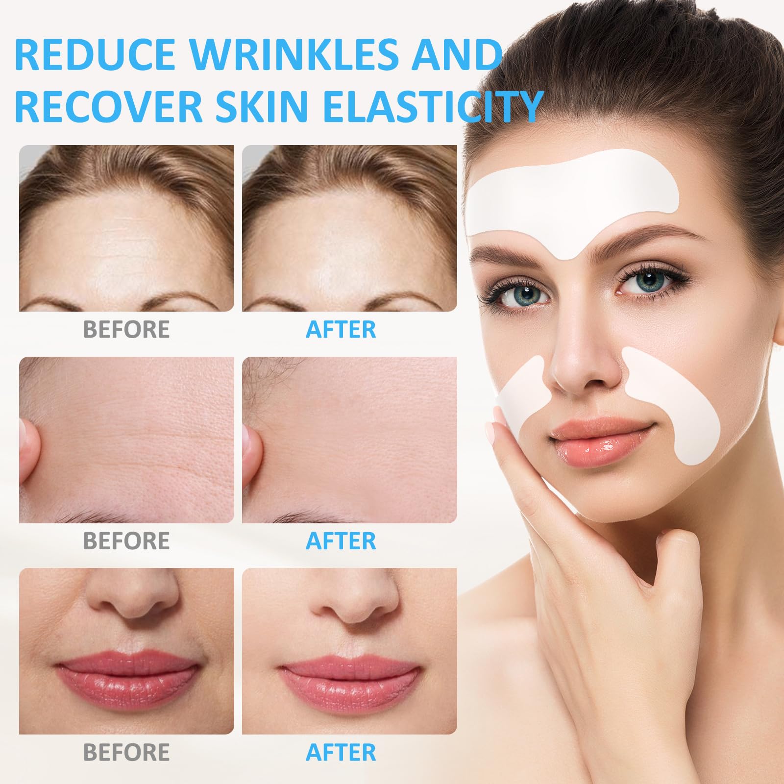 16Pcs Anti-Wrinkle Forehead Patches & 32Pcs Smile Line Patches - Collagen & Vitamin E Infused for Wrinkle Reduction - Perfect for Overnight Treatment & Daily Skincare Routine