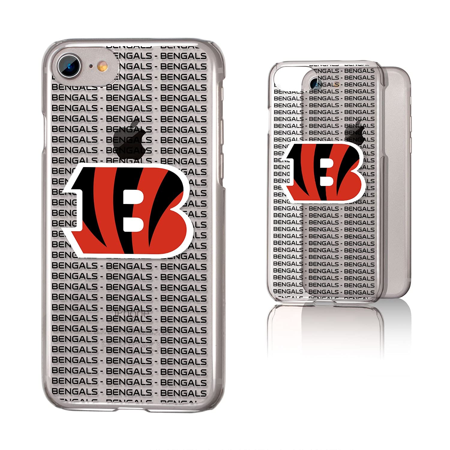Cincinnati Bengals iPhone Clear Case with Text Backdrop Design - Perfect for NFL Fans, Game Days & Showcasing Team Spirit