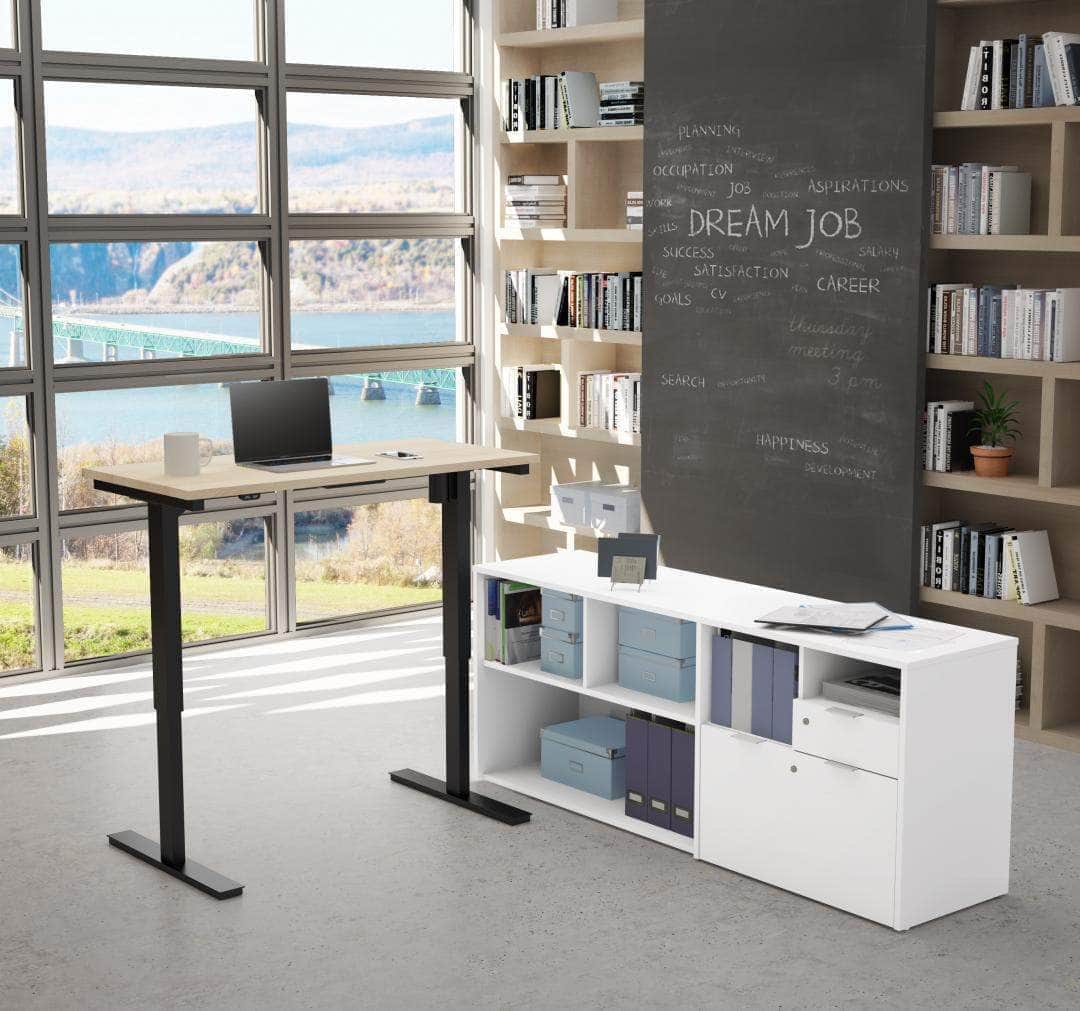 i3 Plus Standing Desk and Credenza Set - 2 Piece Office Furniture in 3 Colors | Modern Home Office & Workspace Solution