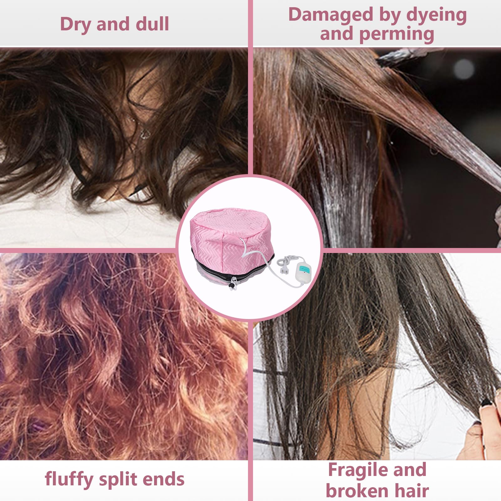 Professional Hair Steamer Cap with Adjustable Temperature - Deep Conditioning Thermal Hair Treatment Hat for Home Use - US Plug Hair Care Cap for Dry, Damaged Hair & Scalp Therapy (Perfect for Salon-Quality Hair Spa at Home)