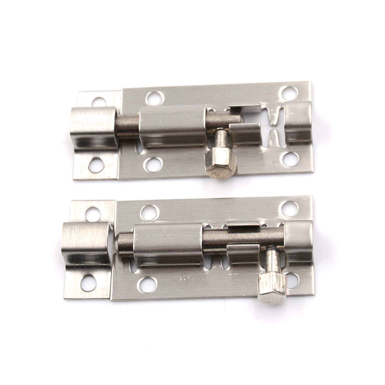 2 Pack 2 Inch Stainless Steel Door Bolt Latch - Sliding Lock Barrel Bolt for Doors, Gates & Cabinets - Silver Heavy Duty Security Lock for Home, Office & Shed (Easy Installation & Durable)