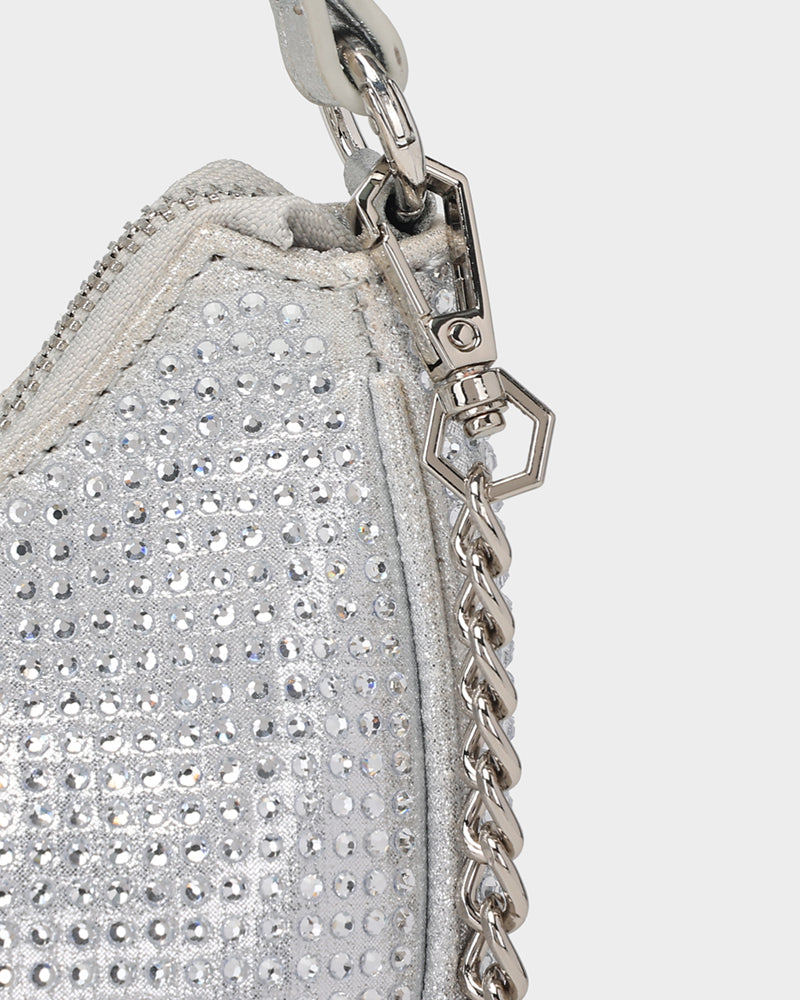 Stylish Silver Glam Crescent Purse for Women - Perfect for Evening Parties, Date Nights & Special Occasions