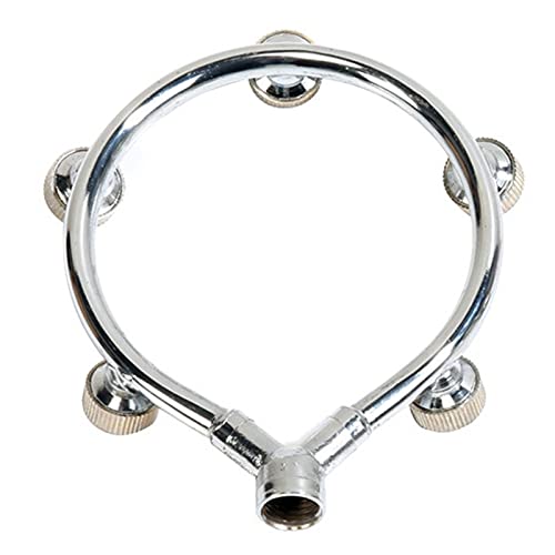 GC-00717 Stainless Steel Fan Ring with 5 Nozzle Seats - High Pressure Water Sprayer & Fine Mist Fog Ring for Cooling (Silver) - Perfect for Outdoor Patio, Garden, Greenhouse, and Livestock Cooling