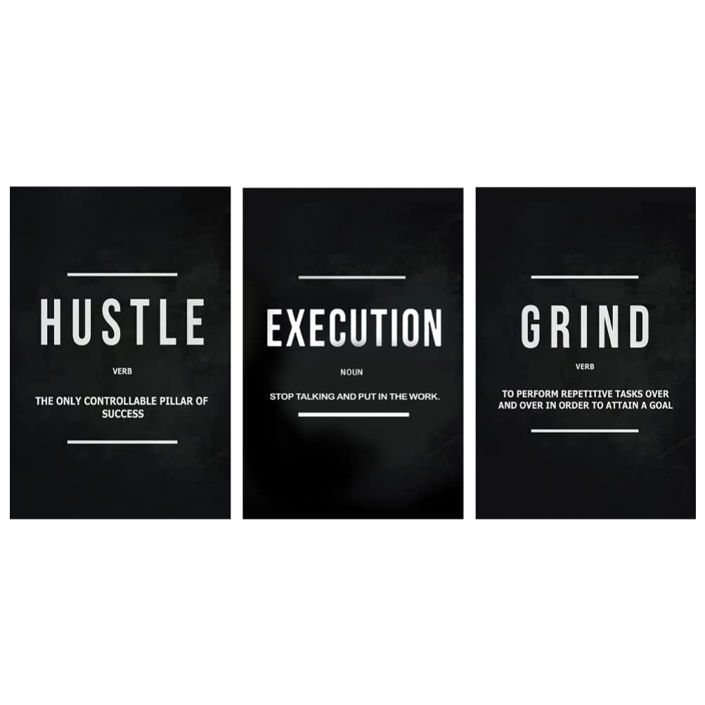 3-Piece Motivational Wall Art Set - Inspirational Quotes & Positive Posters Framed for Office Decor - Perfect for Home, Office & Workspace Encouragement Gifts
