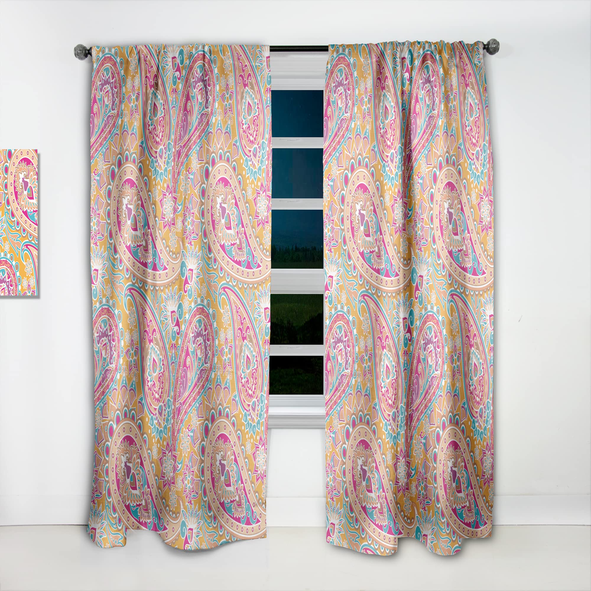 DesignQ Paisley Pattern Thermal Insulated Curtains - Single Panel 52x84 - Elegant Window Treatments for Bedroom & Living Room | Perfect for Home Decor, Light Control & Energy Efficiency