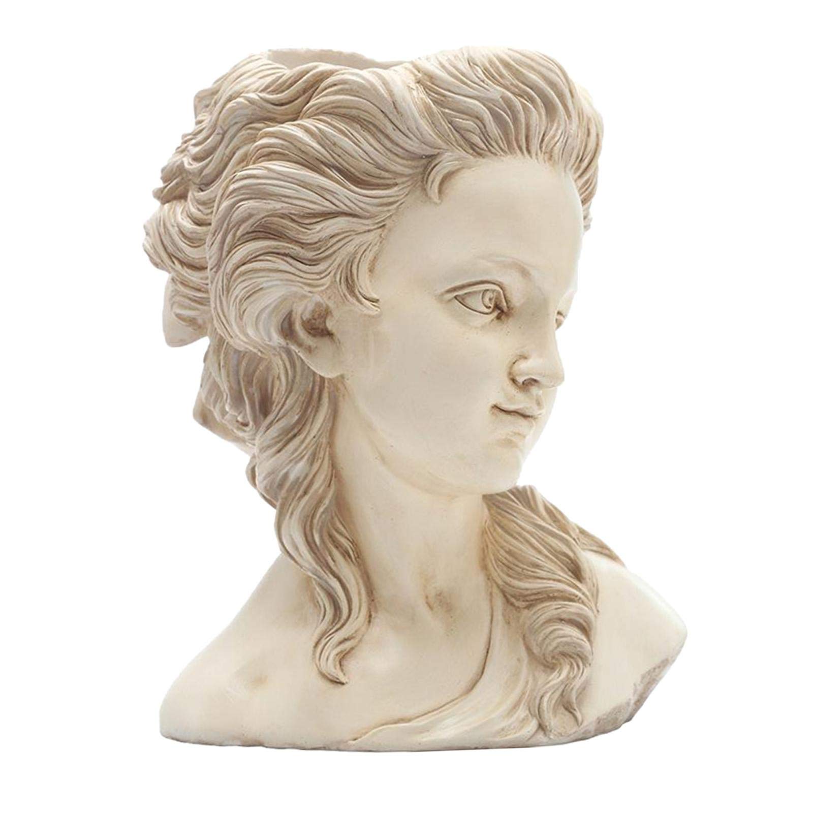 Greek Goddess Resin Flower Pot for Succulents - White, 7.1x9.1 Inches, Elegant Home Decor for Indoor Plants, Office Desk & Garden Decorations