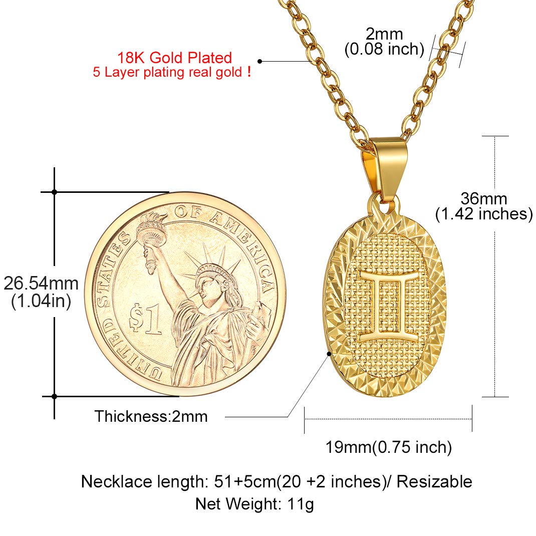 GOLDCHIC Zodiac Necklace for Women & Men - 14K Gold Plated Constellation Coin Pendant, Horoscope Astrology Jewelry Gift - Perfect for Birthday, Anniversary & Everyday Lucky Charm