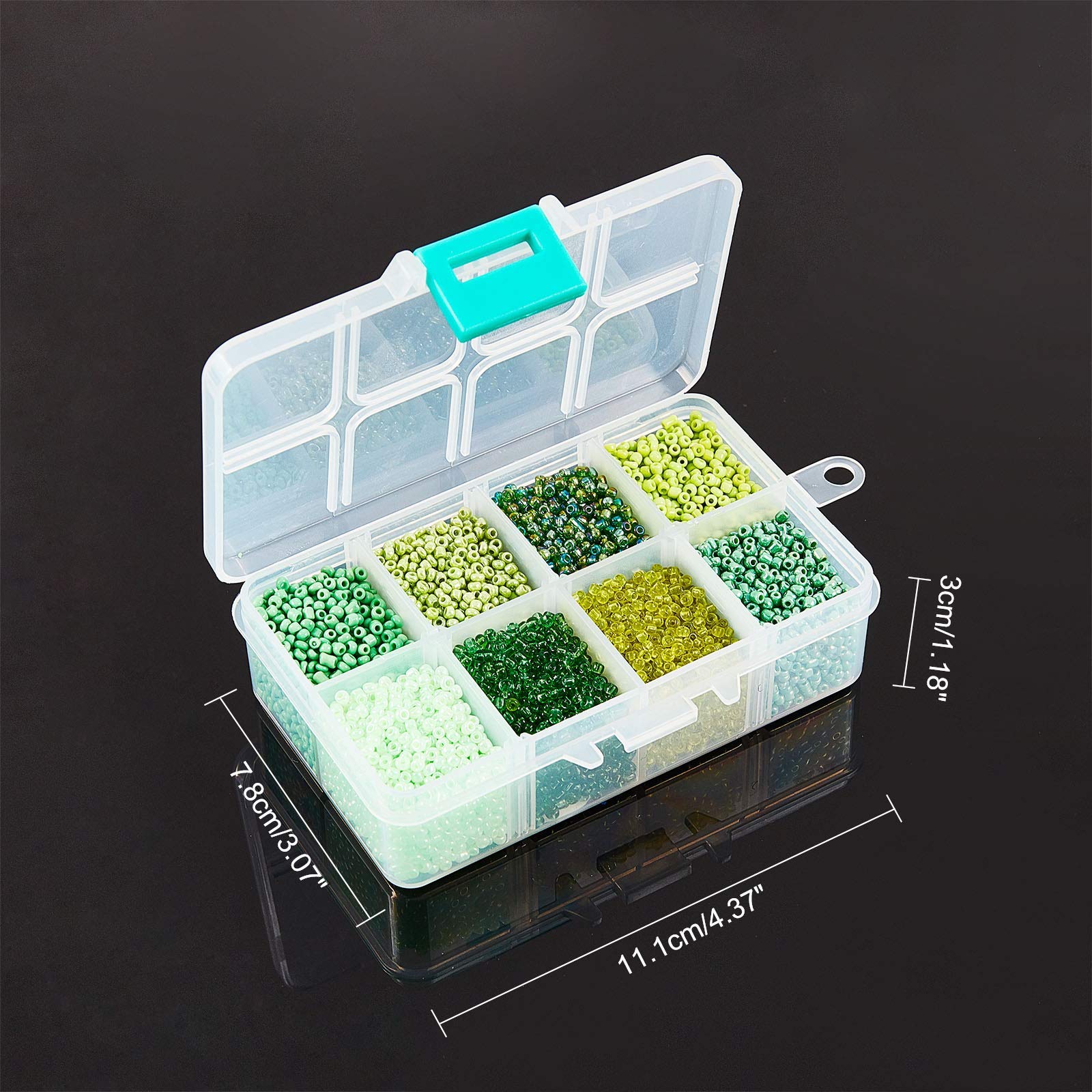 NBEADS 12500 Pcs 2mm Small Glass Seed Beads for Jewelry Making, 12/0 Mini Craft Beads with 1mm Hole - 8 Shades of Green for Christmas Bracelets, Earrings, Necklaces & DIY Gift Projects