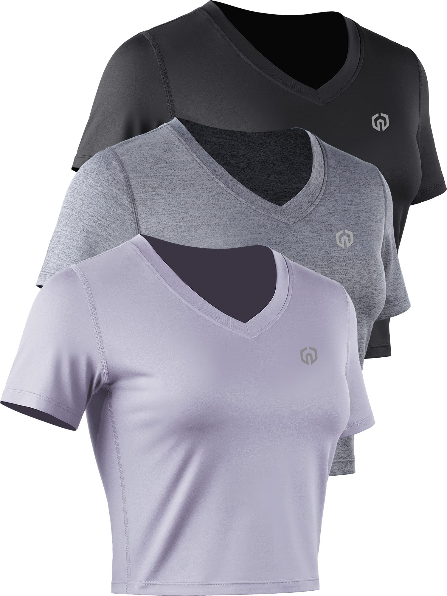 Women's 3 Pack Running Shirts - Breathable Workout Athletic Crop Tops for Yoga, Gym & Outdoor Sports | Moisture-Wicking Activewear