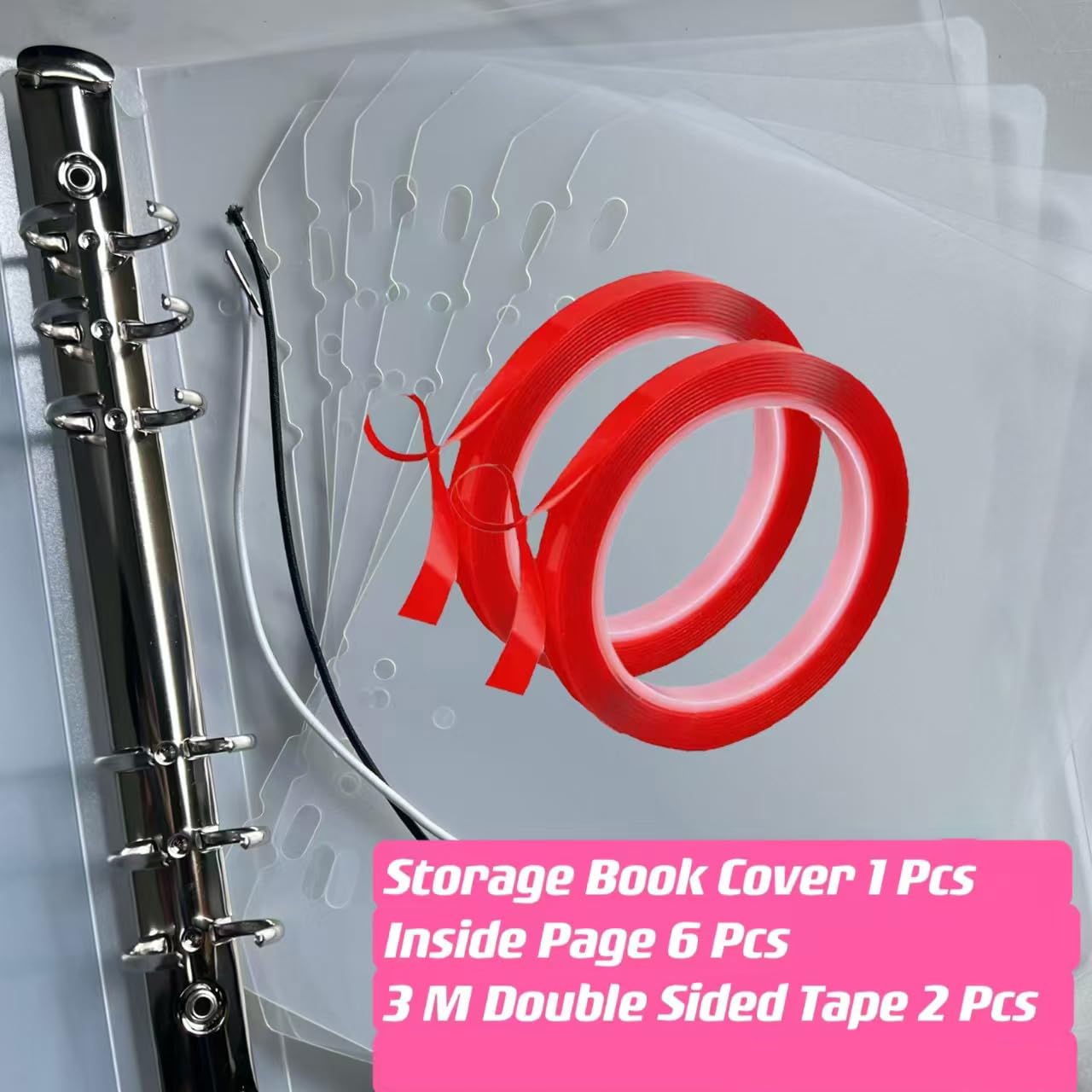 A5 Press on Nail Storage Binder Book - 6 Pages with 60 Double-Sided Tape for False Nails Display & Organization | Perfect for Salon Professionals, Nail Artists & DIY Manicures at Home