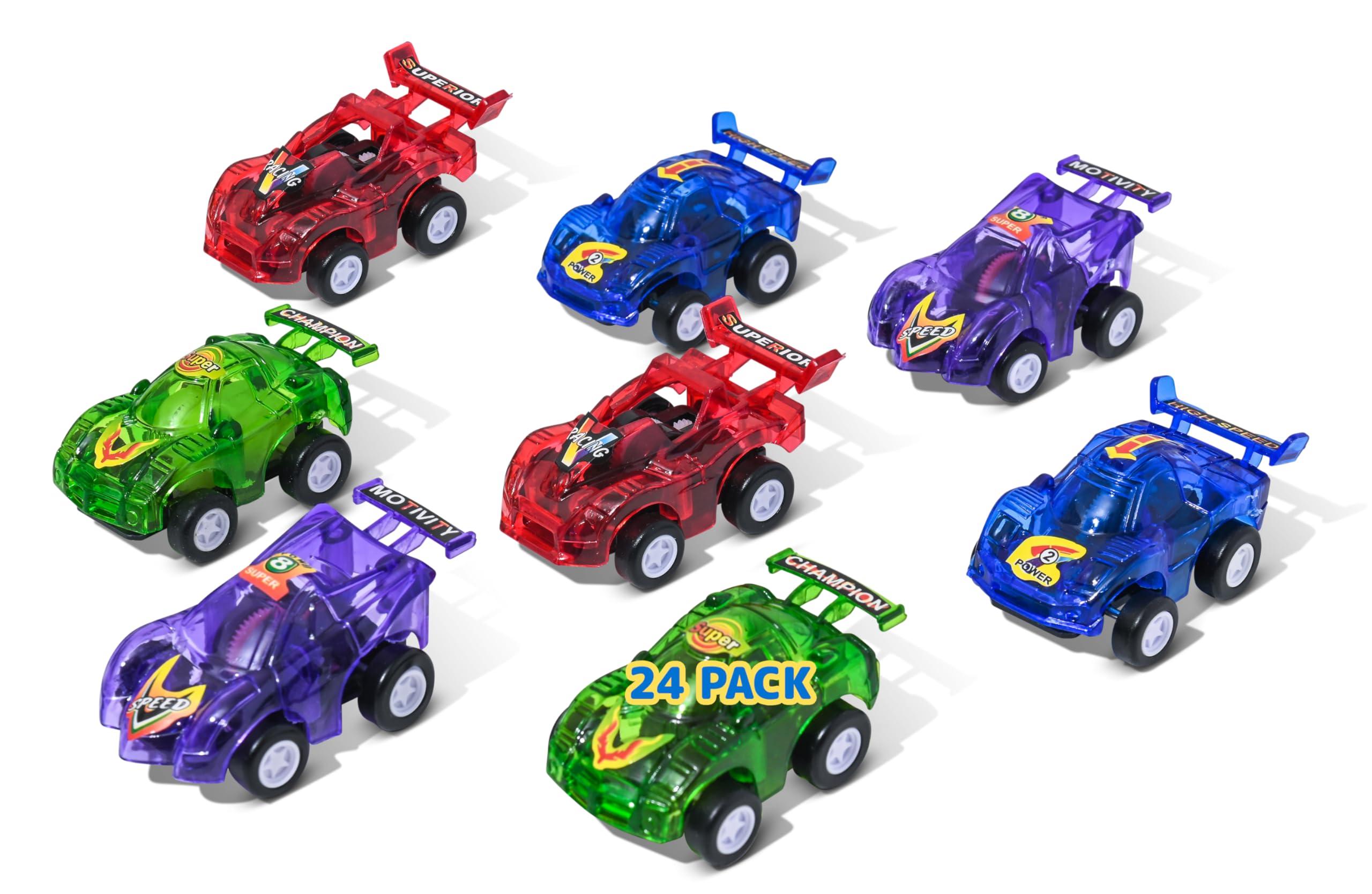 Big Mo's Toys Mini Pull Back Friction Racing Cars - 24-Piece Party Pack Assorted Vehicles Set for Kids | Fun Birthday Gift, Party Favors & Classroom Rewards | Perfect for Birthday Parties, School Events & Playtime