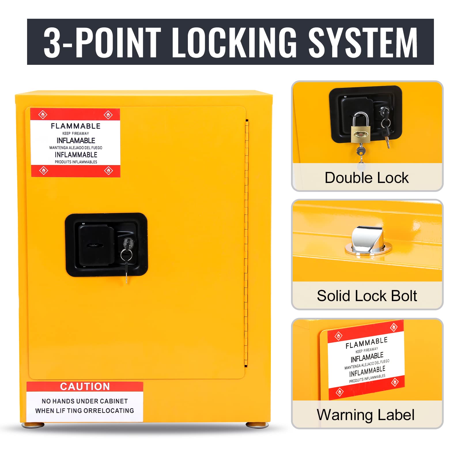 Flammable Safety Storage Cabinet 17x17x22 Inches - Fireproof & Explosion Proof Chemical Cabinet for Garage, Workshop, Lab & Industrial Use - OSHA Compliant Hazardous Material Storage Solution
