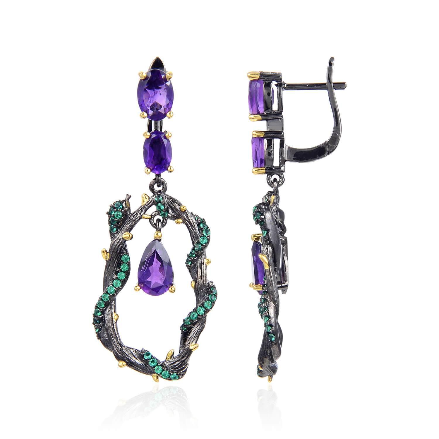 Amethyst Dangling Snake Earrings for Women - Elegant Purple Gemstone Jewelry - Perfect for Parties, Date Nights & Special Occasions