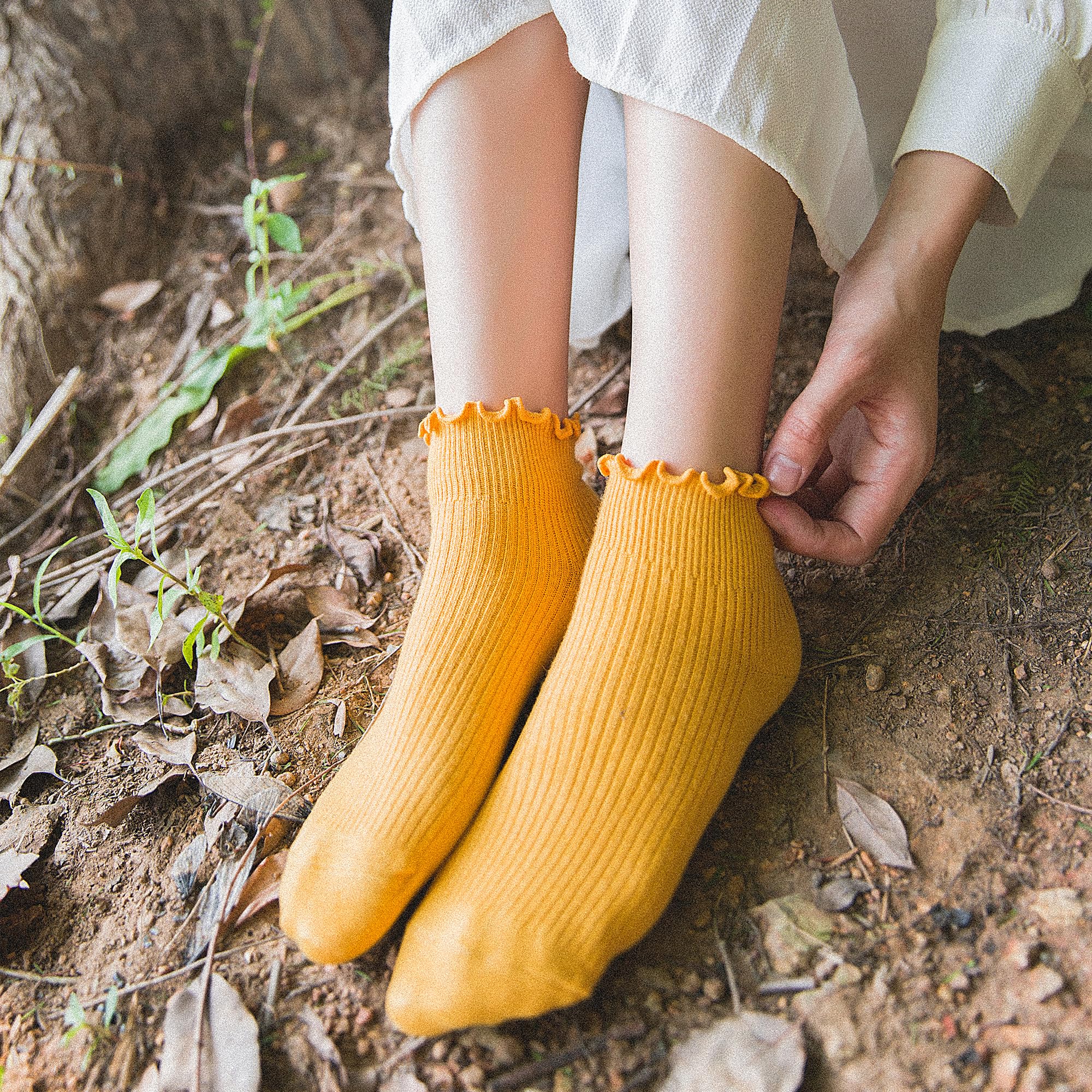 Women's Ruffle Lettuce Ankle Socks - Soft Cotton Crew Socks for Casual & Athletic Wear
