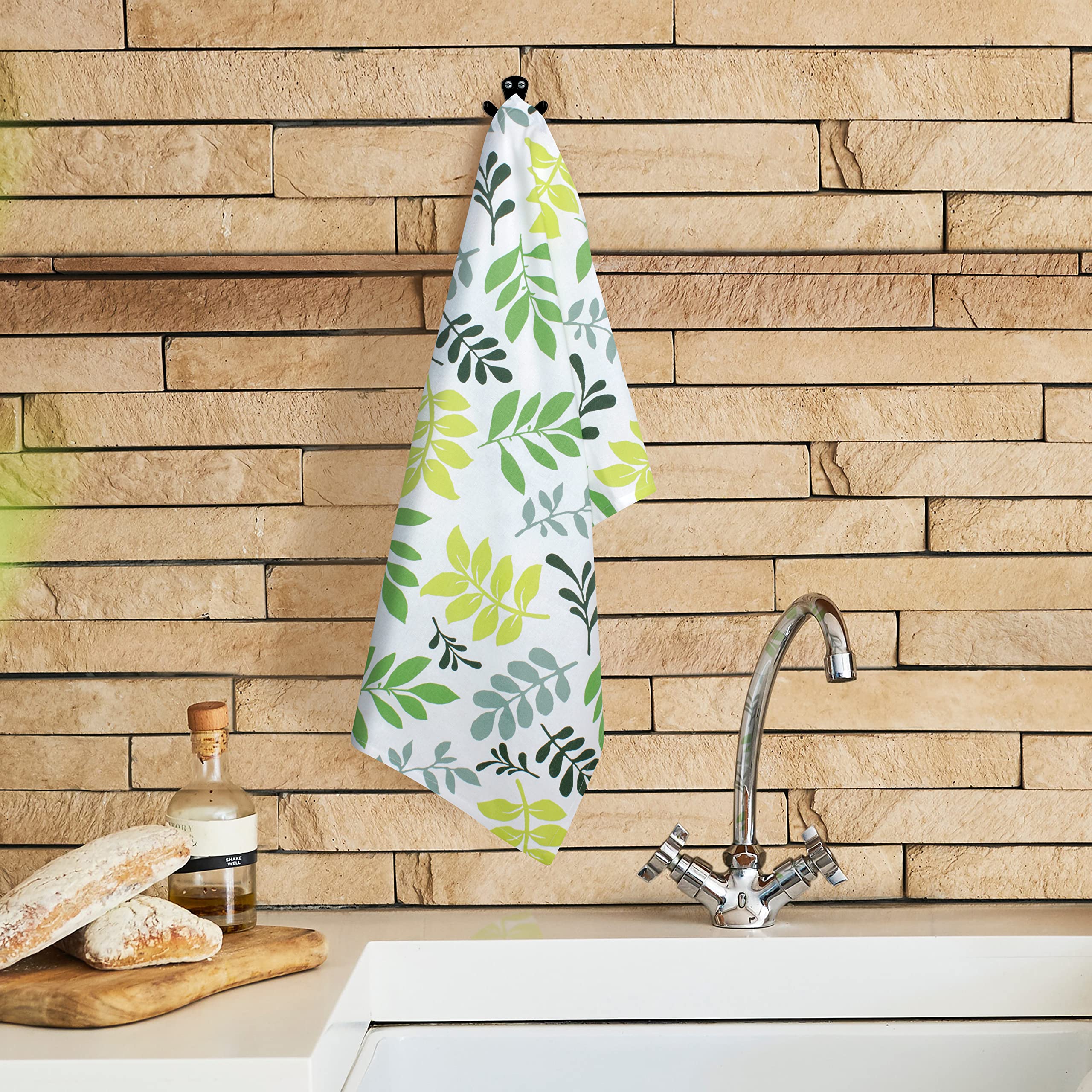 Premium 100% Natural Cotton Kitchen Dish Towels - Ultra Soft & Highly Absorbent Set of 6 (20x30 Inches) - Multi-Purpose Tea Towels for Cooking, Cleaning & Kitchen Decor (Fallen Leaves Design) - Perfect for Daily Use, Dish Drying & Home Decor