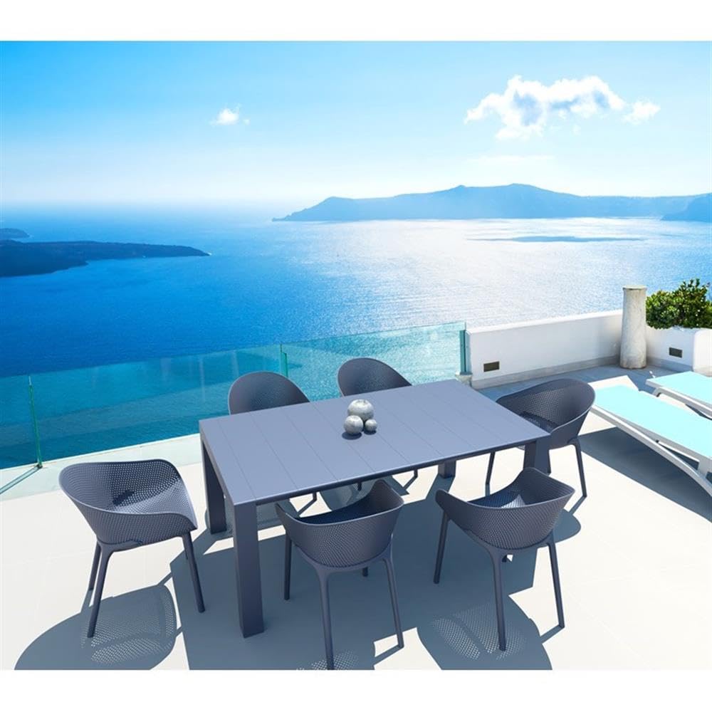 Dark Gray Compamia Sky Patio Dining Arm Chairs (Set of 2) - Outdoor Furniture for Garden, Balcony, and Terrace Dining