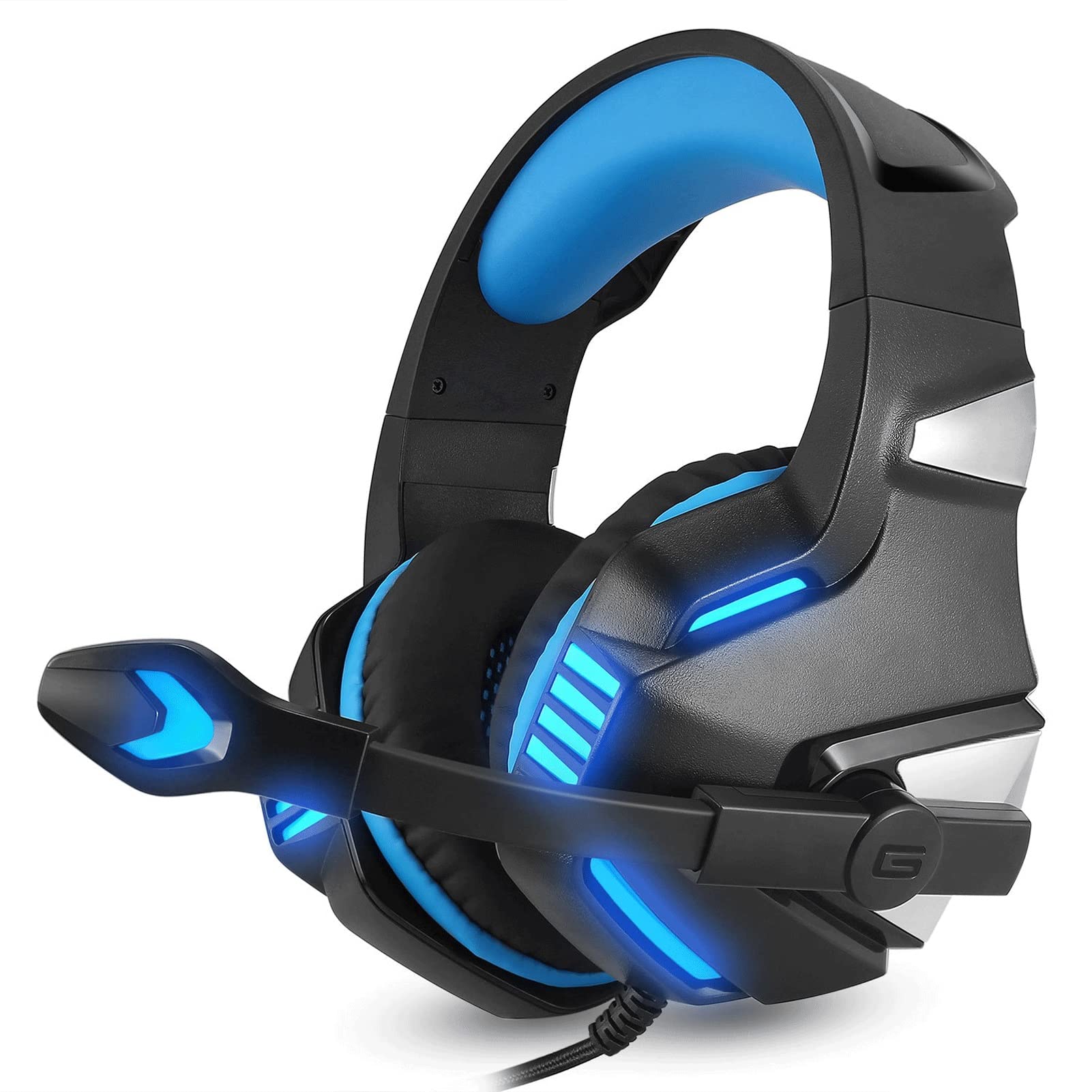 MuslimStreet Gaming Headset with Microphone - Wired Over-Ear Headphones for PS5, PS4, PC, Mac | Noise Cancelling Mic & Comfortable Ear Cushions | Perfect for Gaming, Streaming & Online Classes (Blue)