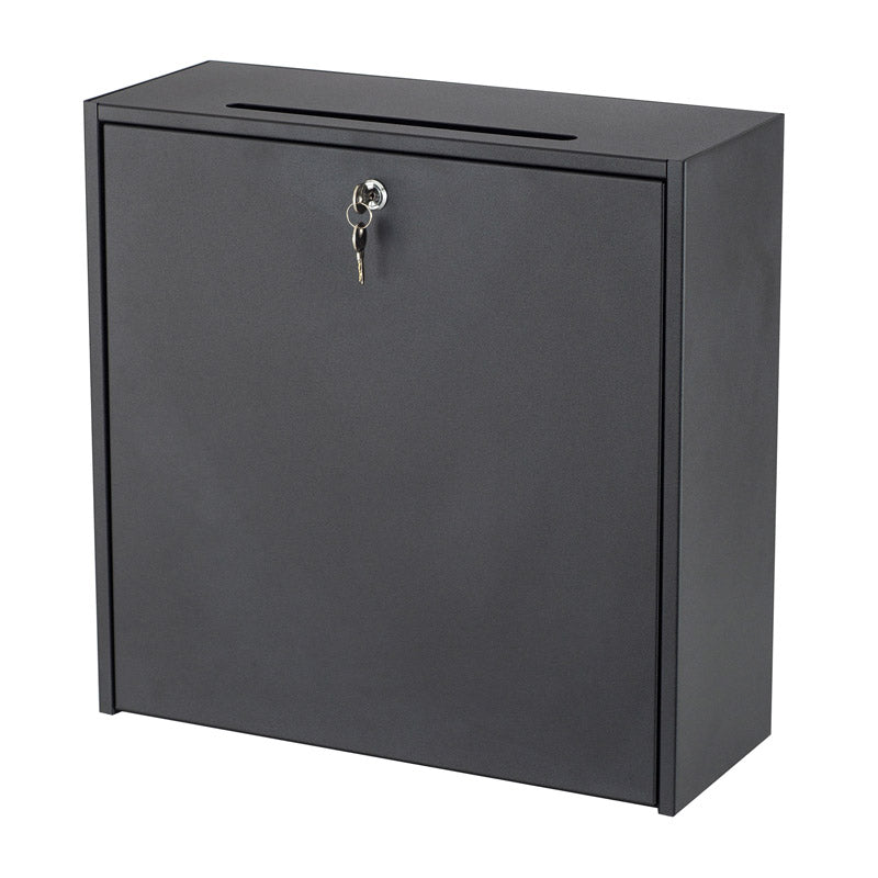 Secure Locking Mailbox for Office - Heavy Duty Black Steel Mail Slot with Key - Perfect for Business, Apartment & Mailroom Security