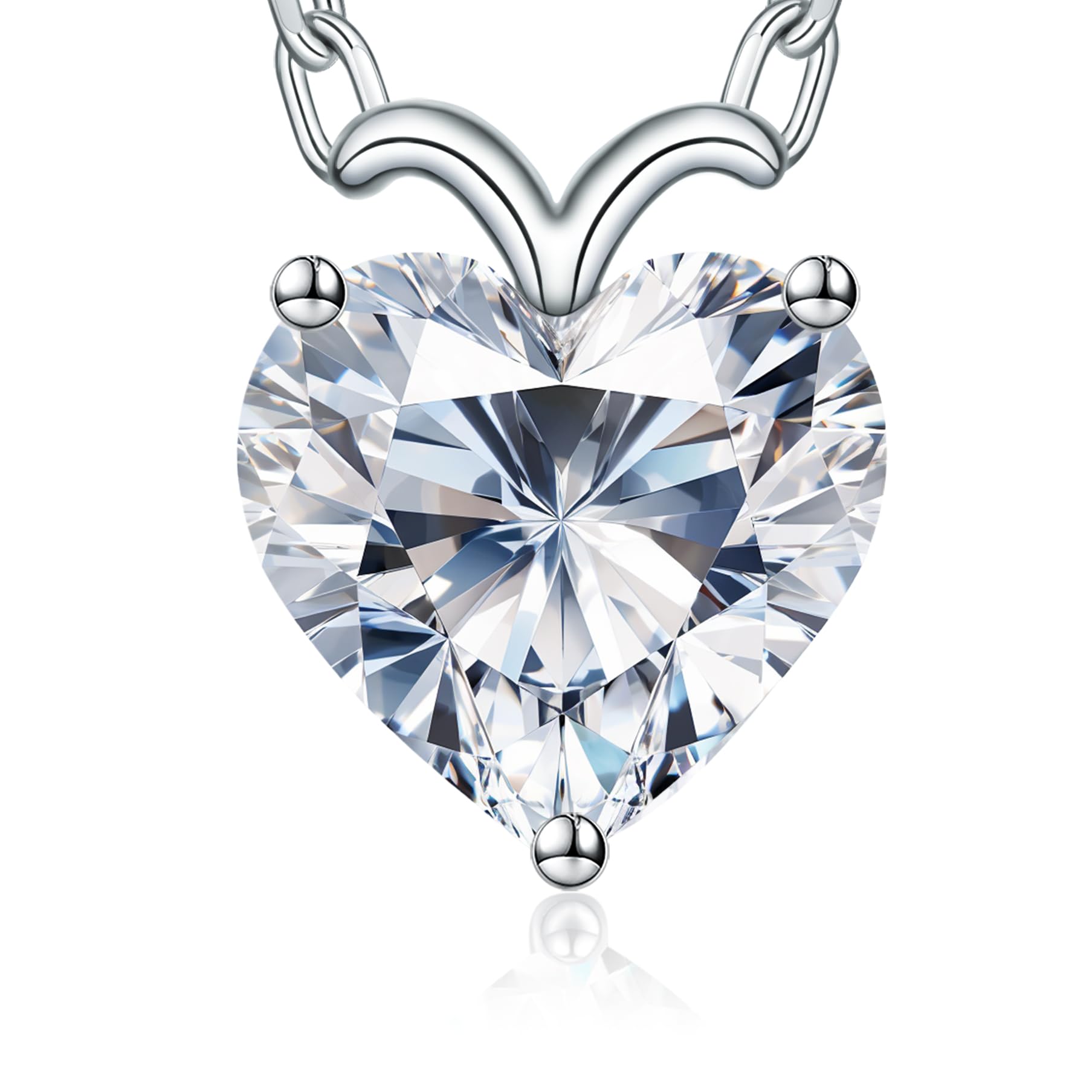 ForeverLove 4 or 2 Carat Heart-Shaped Moissanite Necklace for Women - Sterling Silver Pendant Jewelry - Perfect Anniversary, Birthday Gift for Wife, Girlfriend, Daughter & Mom - Ideal for Valentine's Day, Proposals & Special Occasions