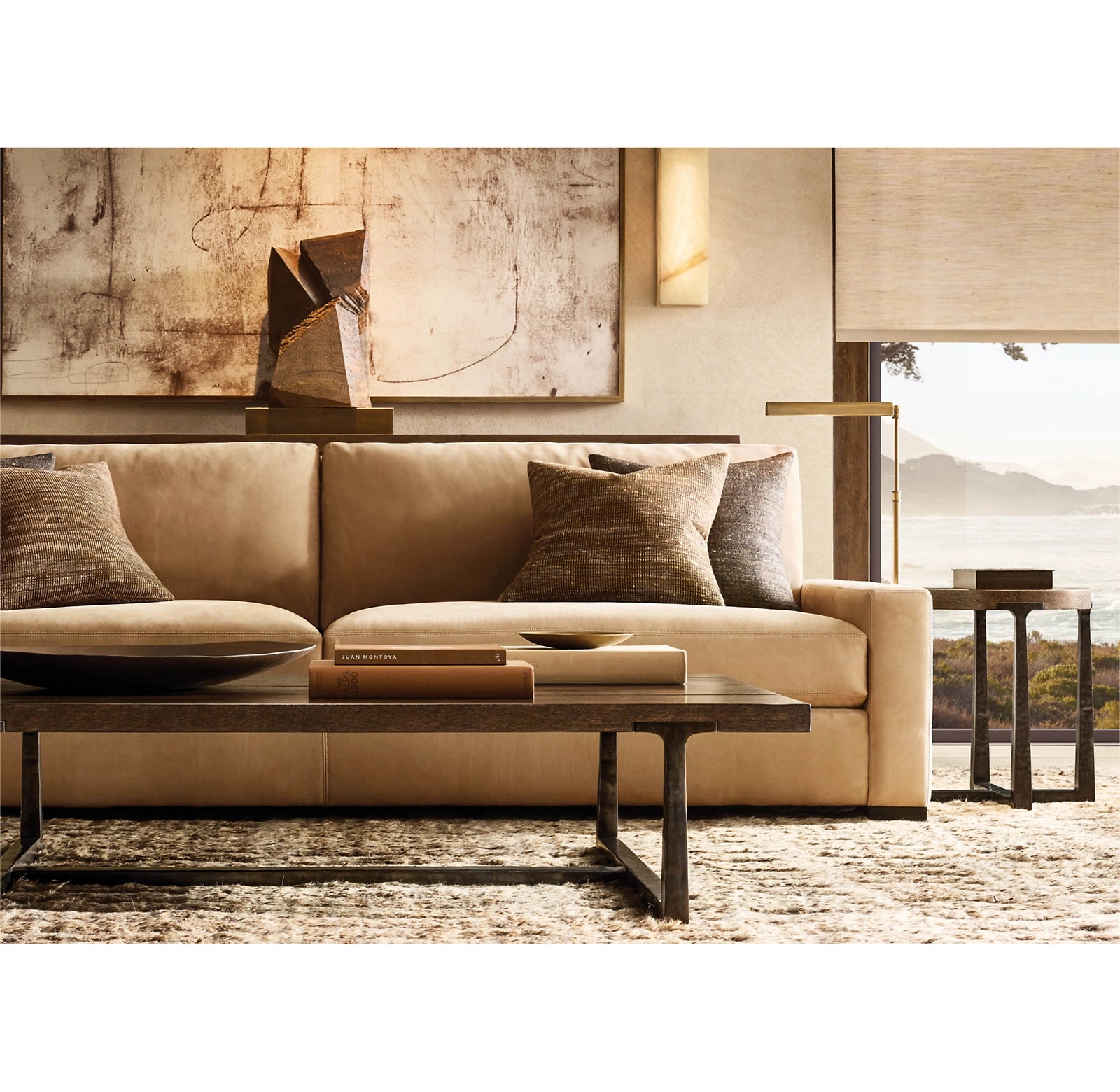 Modern T Brace Coffee Table - Sturdy Industrial Style Accent Table for Living Room, Office & Lounge Areas | Perfect for Small Spaces, Apartments & Home Decor