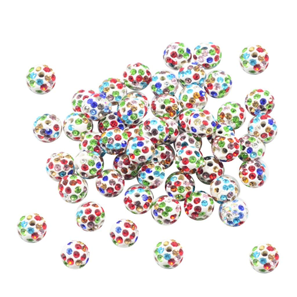 50 Pieces 10mm Multicolor Rhinestone Pave Clay Spacer Ball Beads for Jewelry Making, DIY Bracelets & Necklaces - Perfect for Crafting, Gifts & Fashion Accessories