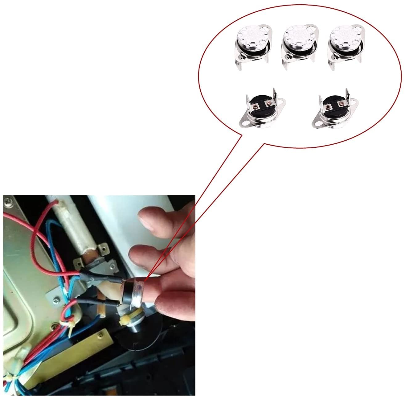 Fielect 5Pcs KSD301 Thermostat 105°C/221°F NC Adjustable Snap Disc Limit Control Switch for Microwave Oven, Refrigerator & Home Appliances - Thermal Protection Switch for Safety & Temperature Control