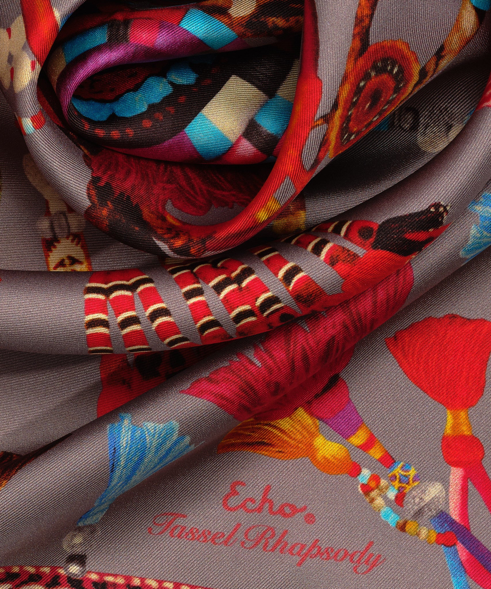 Tassel Rhapsody 35 Silk Square Scarf - Elegant Fashion Accessory for Women, Gift Wrapping & Home Decor | Perfect for Office, Party & Travel