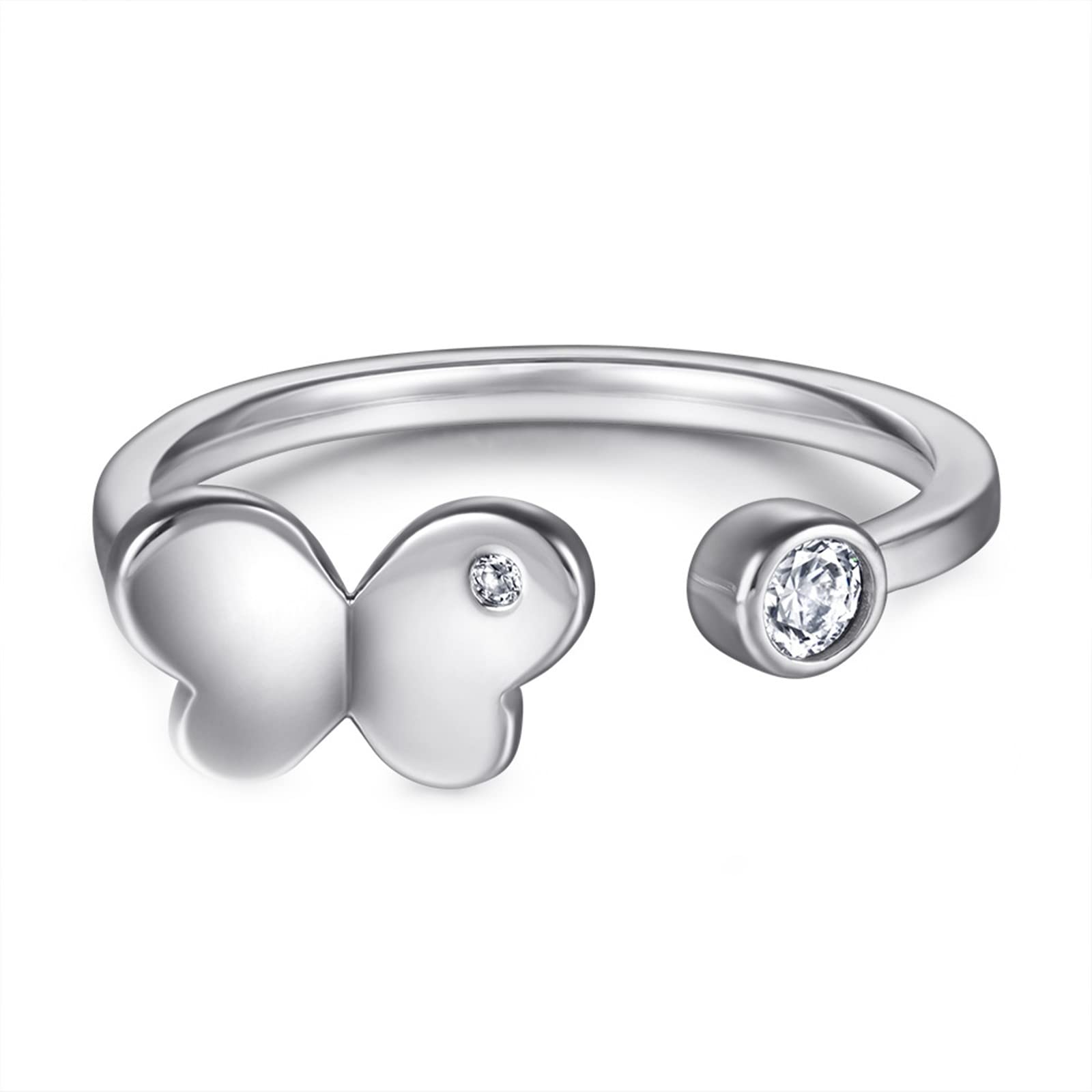 925 Sterling Silver Women's Promise Rings with 3MM Cubic Zirconia - Butterfly Open Round Ring for Girlfriend, Anniversary, Valentine's Day Gift - Perfect for Engagements, Weddings & Special Occasions