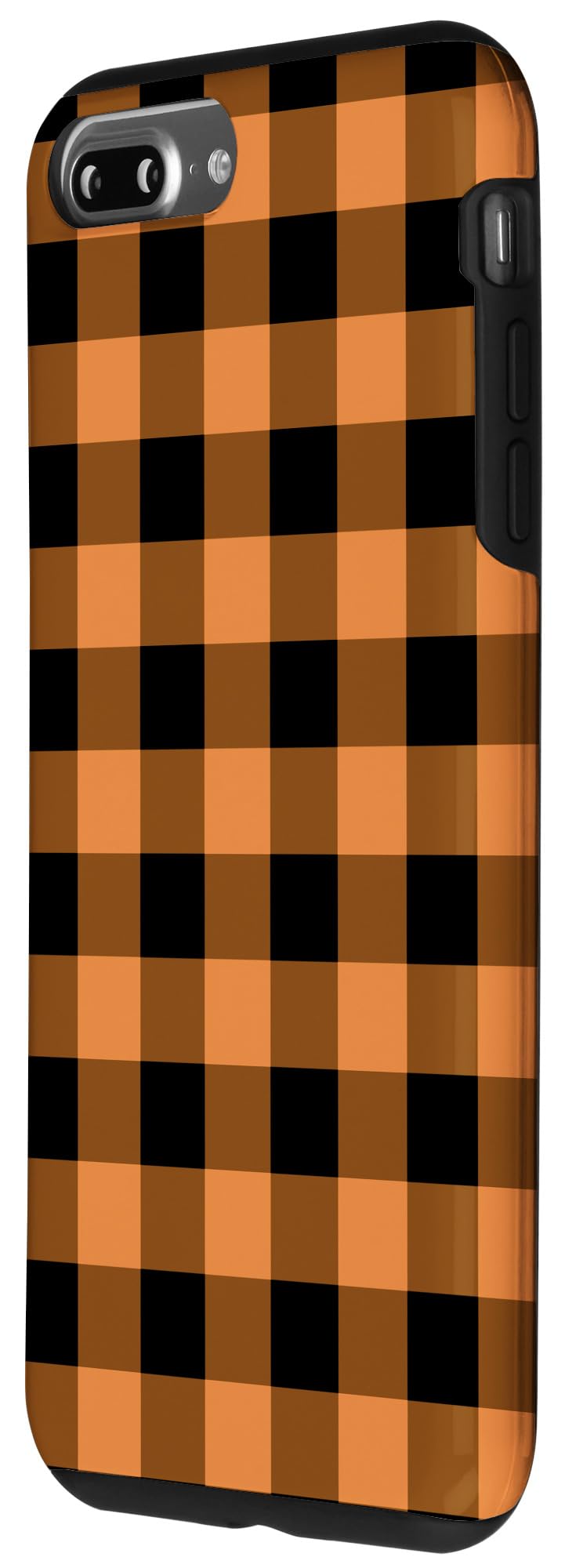 iPhone 7 Plus/8 Plus Case - Orange and Black Gingham Buffalo Check Plaid Checkered Design - Durable Protection for Everyday Use
