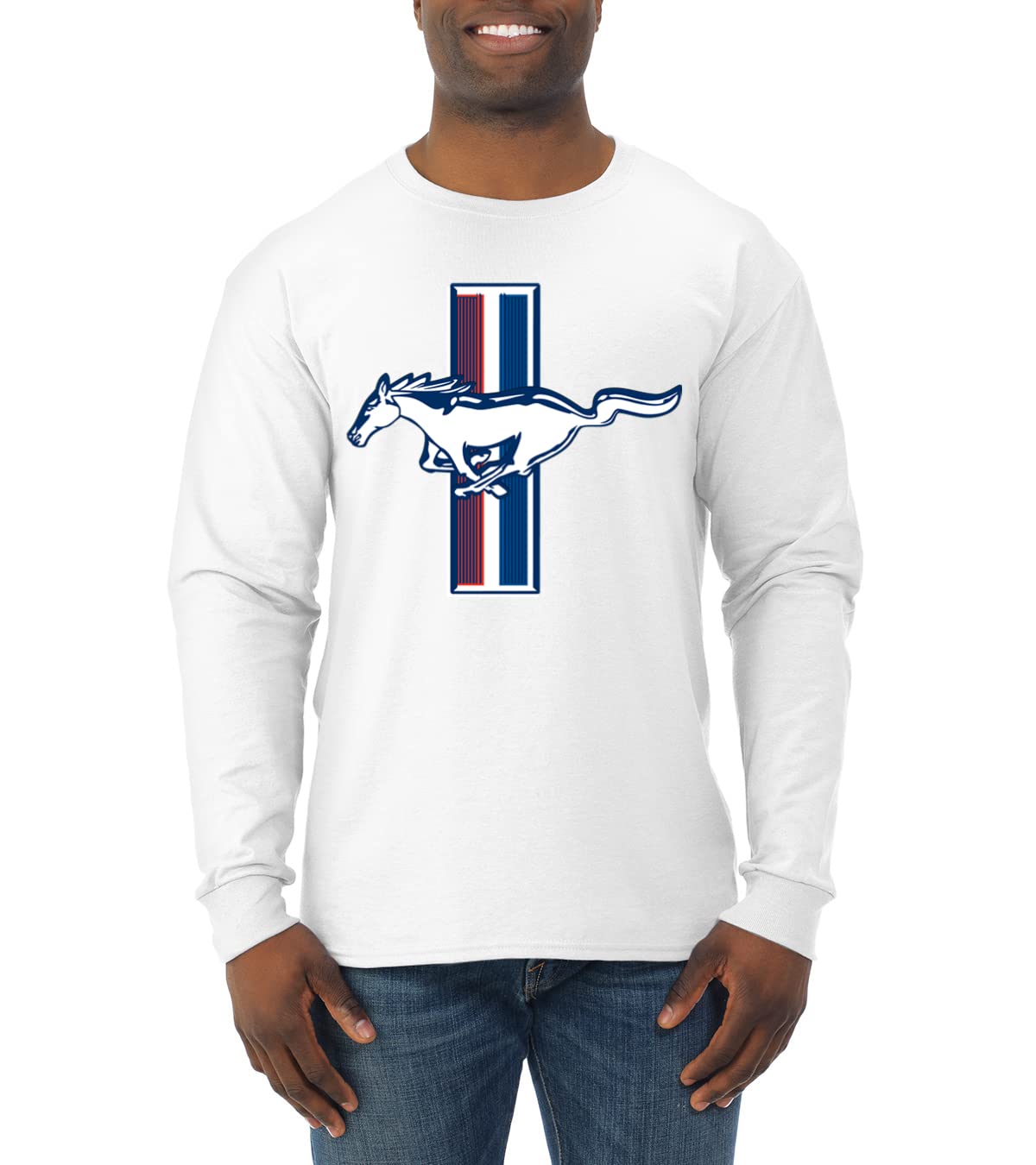 Vintage Ford Mustang Retro USA Logo Classic Car & Truck Long Sleeve Shirt for Men - Perfect for Car Enthusiasts, Auto Shows & Casual Wear