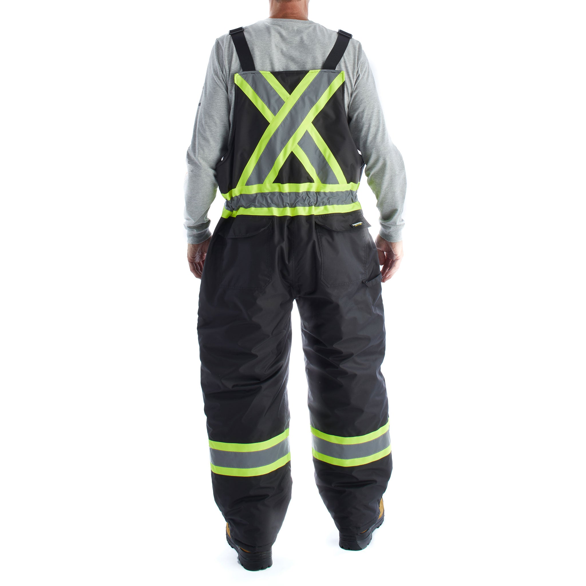Terra Hi-Vis Men's Insulated Bib Overalls - Black (116507) | Waterproof Work Coveralls for Construction & Winter Outdoor Jobs