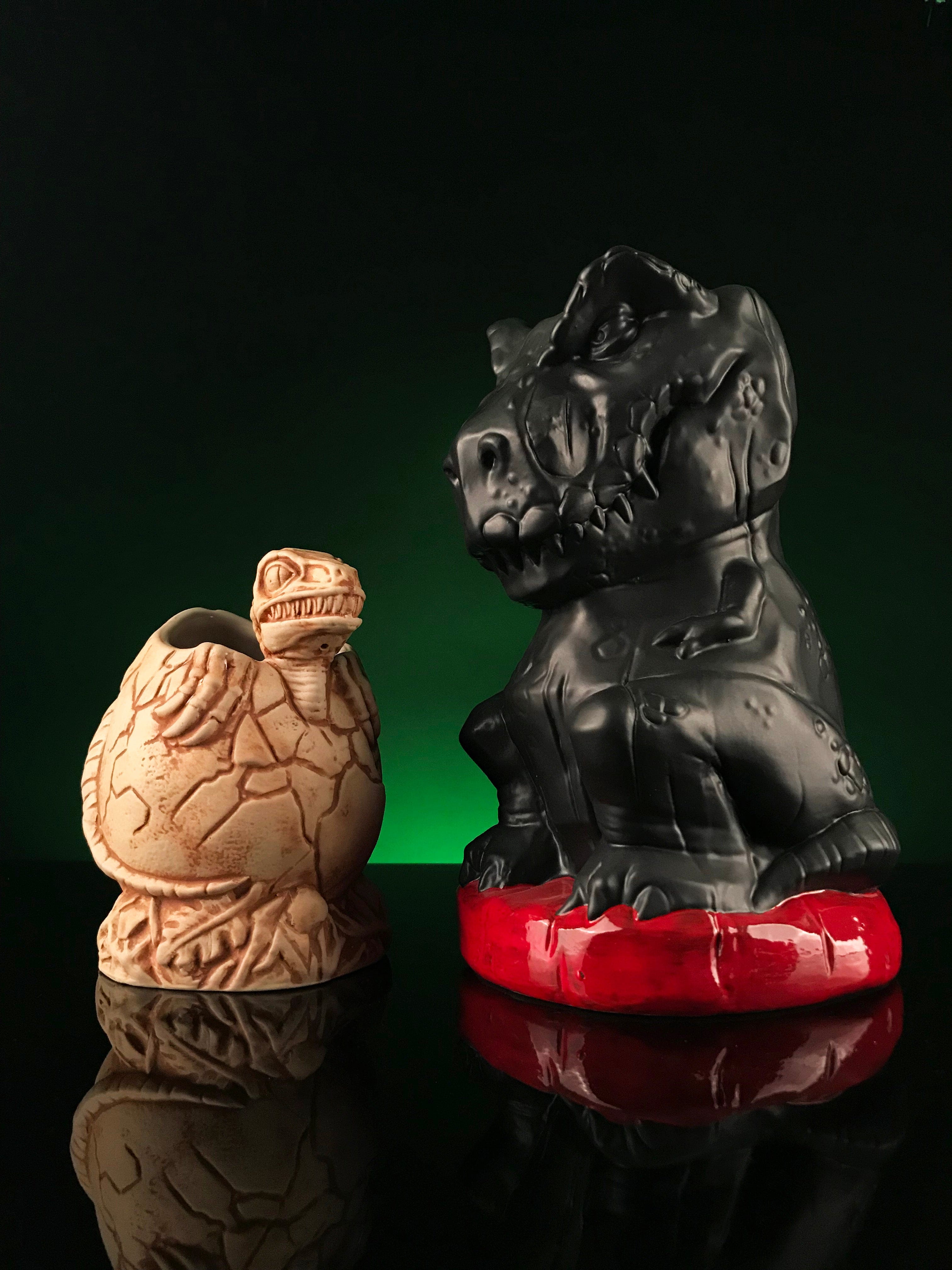 Jurassic Park T-Rex Tiki Mug with Logo - Collectible Ceramic Cup for Movie Fans, Dinosaur Lovers - Perfect for Home Bar, Party Decor, and Gift Giving