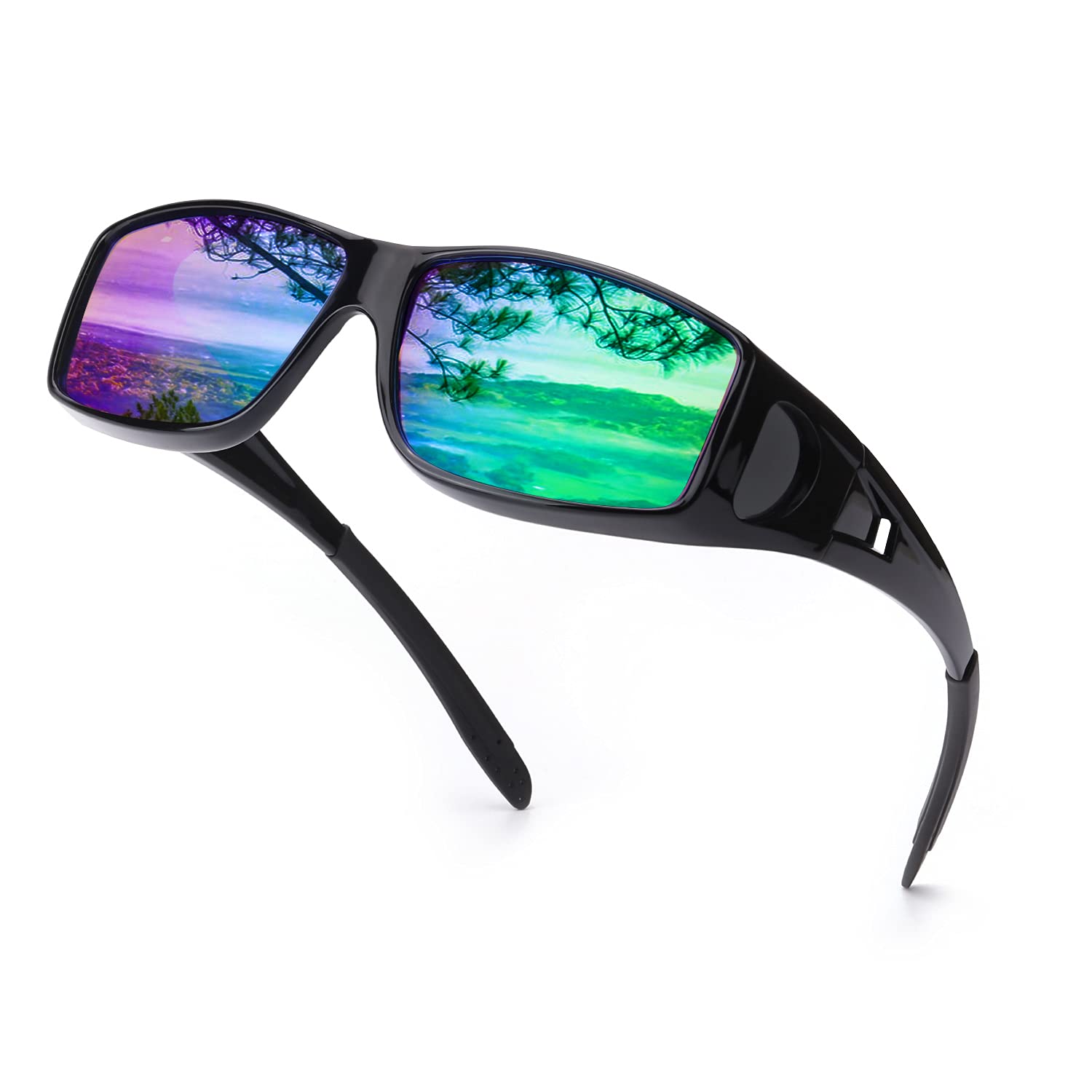 Polarized Wrap Around Sunglasses for Men & Women - Fit Over Glasses with UV400 Protection - Perfect for Driving, Fishing & Outdoor Activities