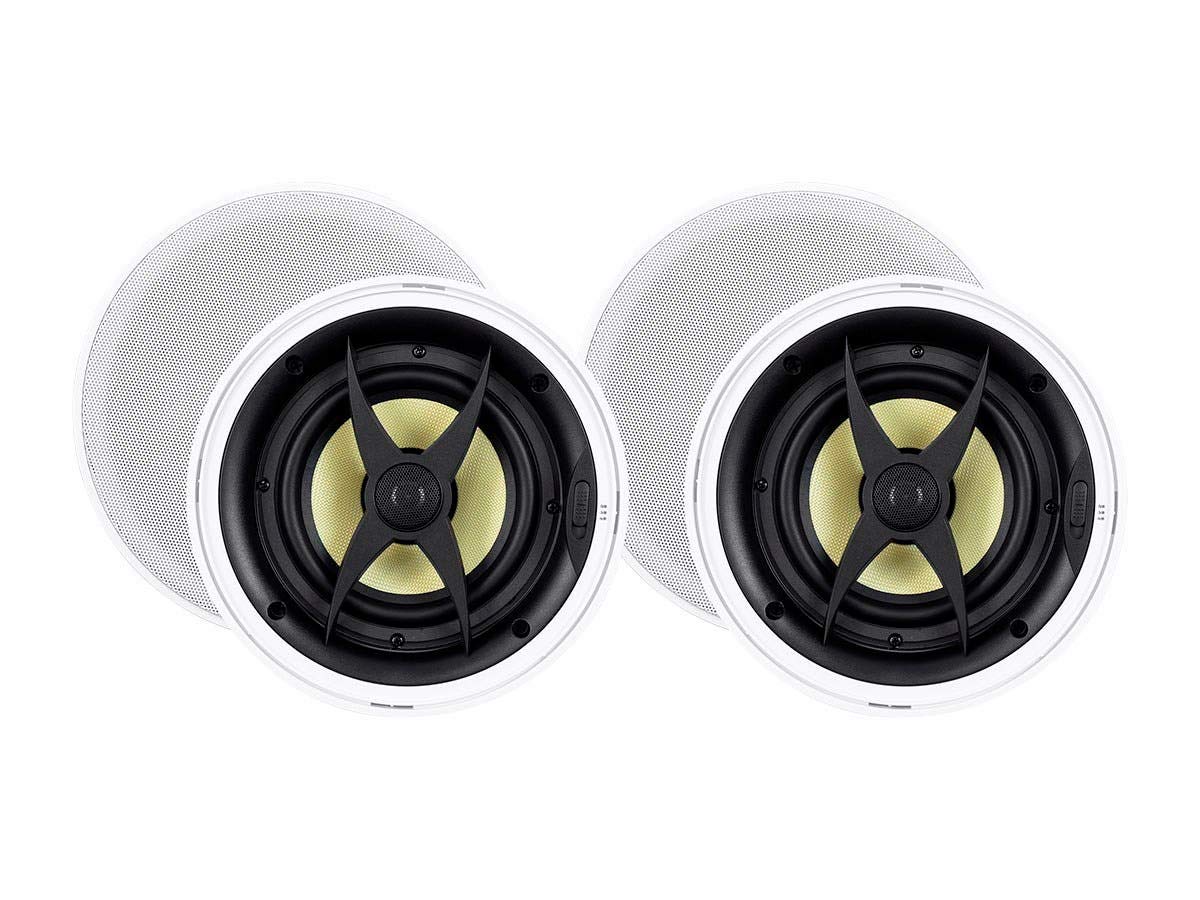 Monoprice Caliber 6.5 Inch Slim Bezel In-Ceiling Speakers - 2-Way Fiber Woofer (Pair) - Perfect for Home Theater & Background Music Systems