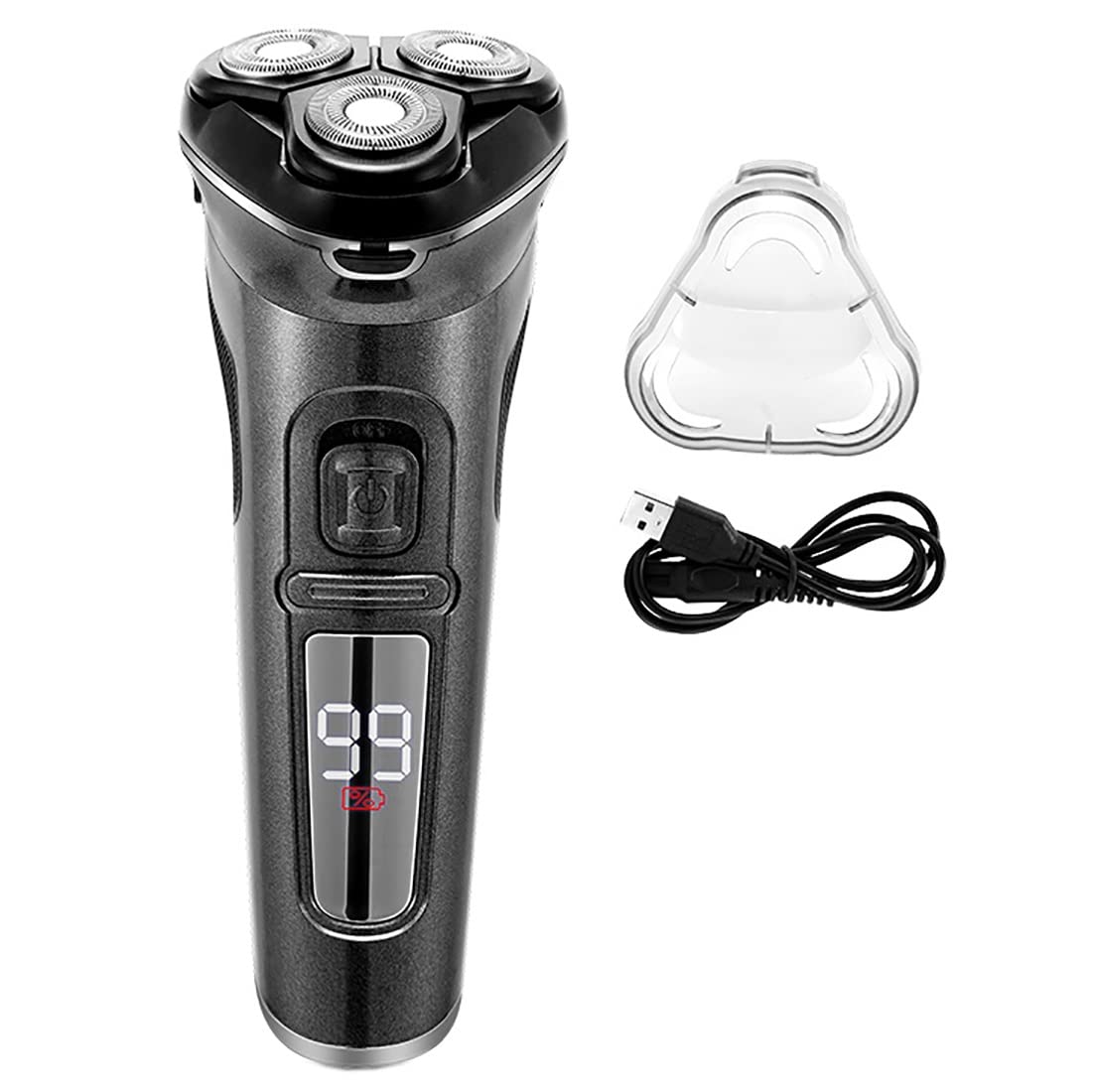 Premium Men's Electric Razor - Powerful Cordless Rechargeable Shaver with LCD Display & Charging Base | Wet/Dry Use for Beard & Facial Hair | Home, Travel & Gym Use (Black)