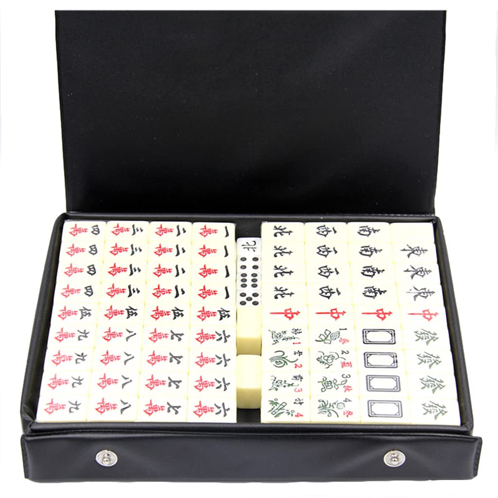 Premium Chinese Mahjong Set - 144 Mini Tiles with 3 Dice & Zhuang Dice | Traditional Portable Travel Size (20mm) for Home, Parties & Family Game Night | Authentic Asian Strategy Game for Adults & Seniors