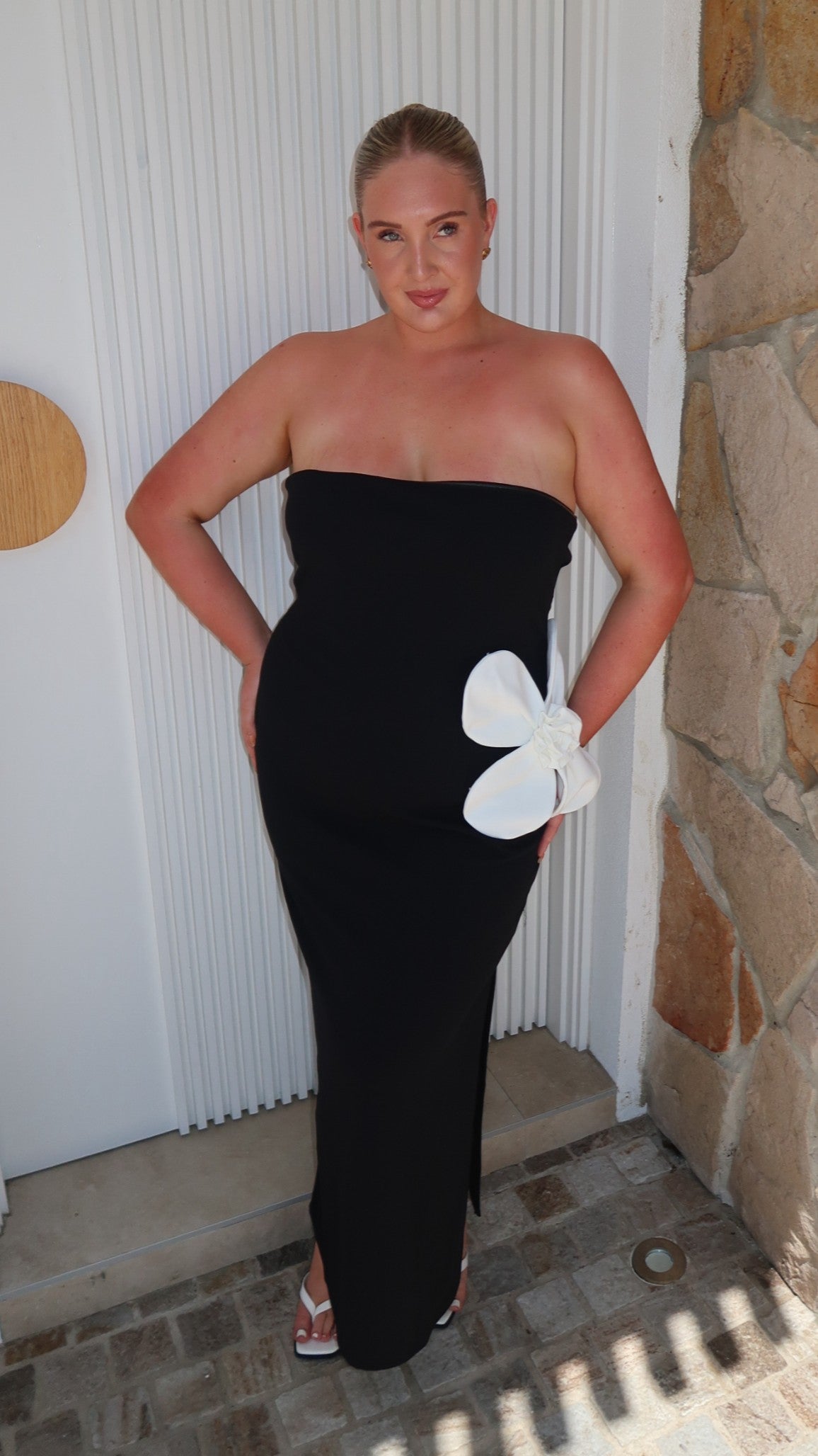 Athena Maxi Dress for Women - Elegant Black & White Flowy Long Dress for Summer, Beach, and Casual Outings