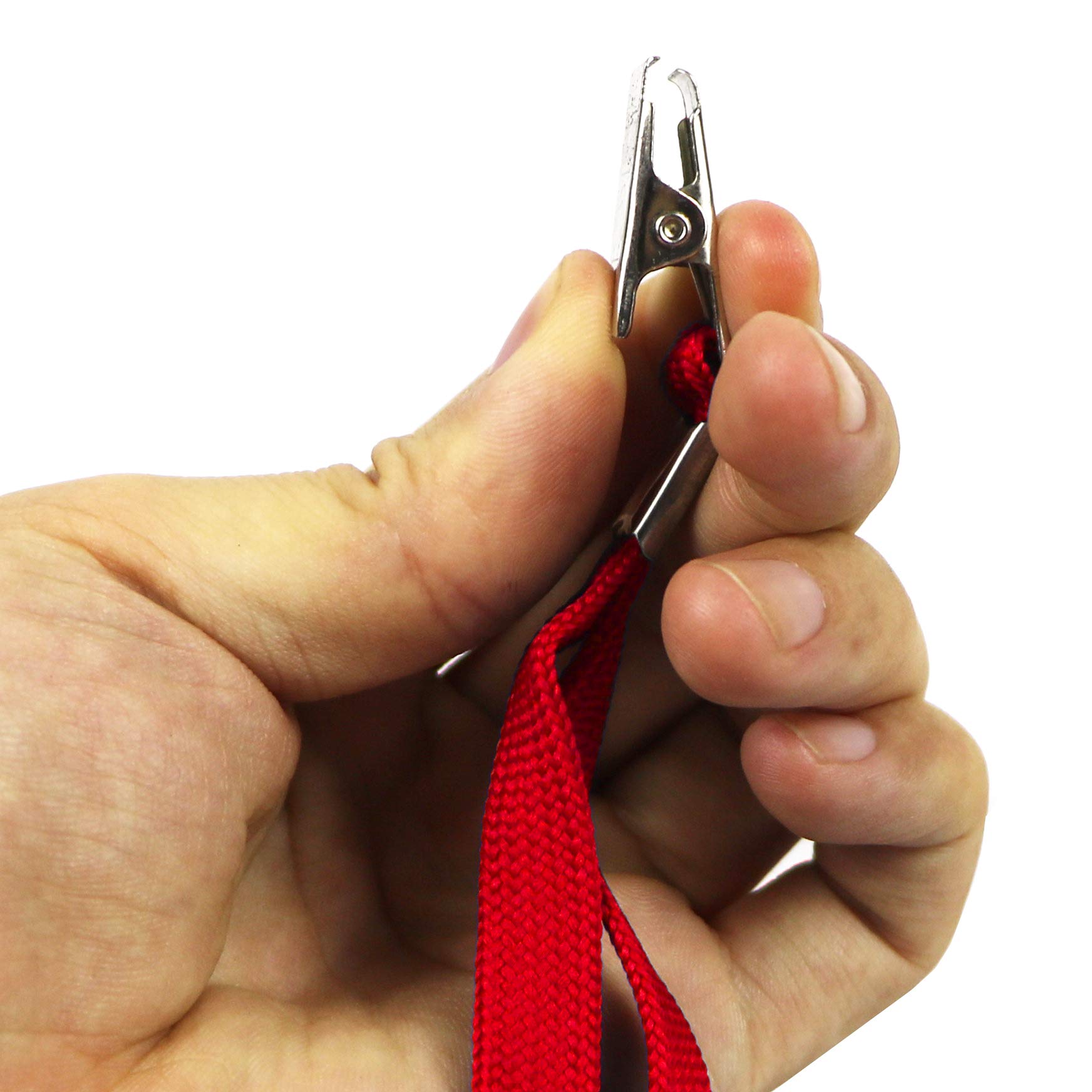 Ollain 50 Pack Red ID Badge Lanyards with Clip - Cruise, Office & Events