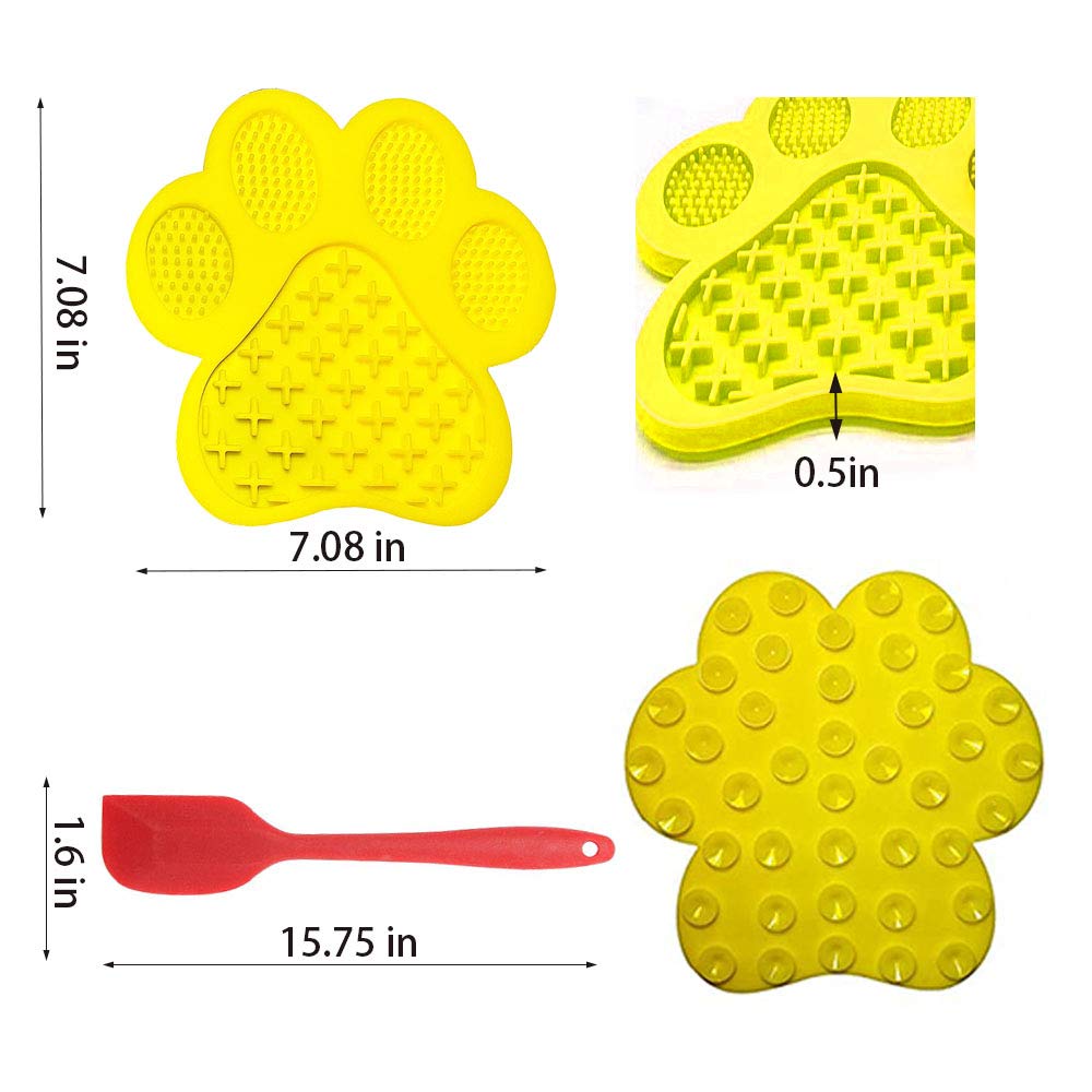 Anti-Anxiety Dog Licking Mat with Peanut Butter - Slow Feeder Bowl & Grooming Pad with Strong Suction for Bath Time, Training & Stress Relief (Yellow) - Perfect for Anxious Pets, Mealtime Enrichment & Vet Visits