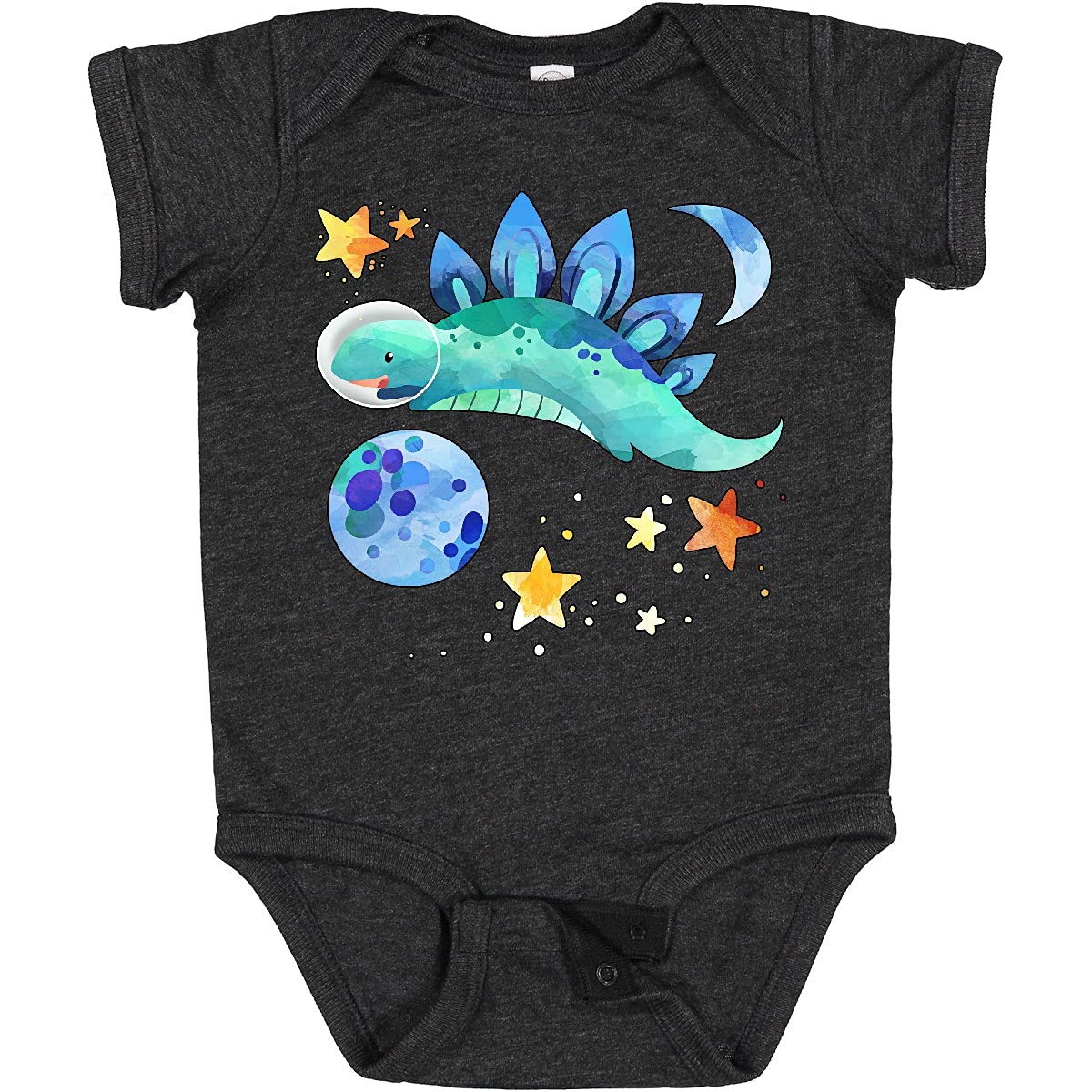 Inktastic Stegosaurus Space Dinosaur with Stars and Planet Baby Bodysuit - Cute Astronaut Dinosaur Onesie for Boys & Girls - Perfect for Space-Themed Birthday Parties, Baby Showers & Nursery Decor