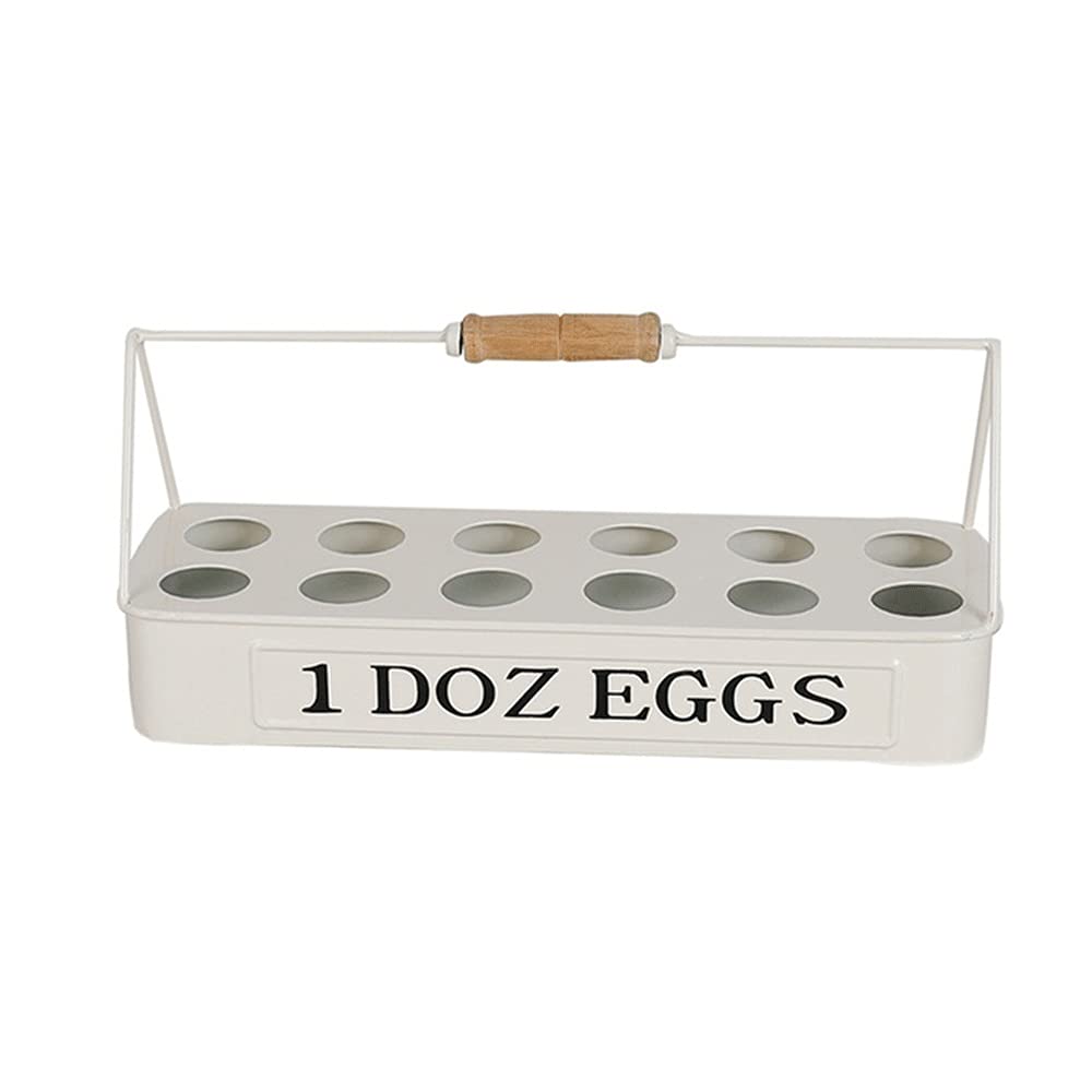 HOLPPO White Galvanized Metal Egg Basket with Handle - Perfect for Easter Egg Hunt, Backyard Egg Collection, Picnic, Fruit & Bread Storage - Durable Farmhouse Kitchen & Outdoor Decor