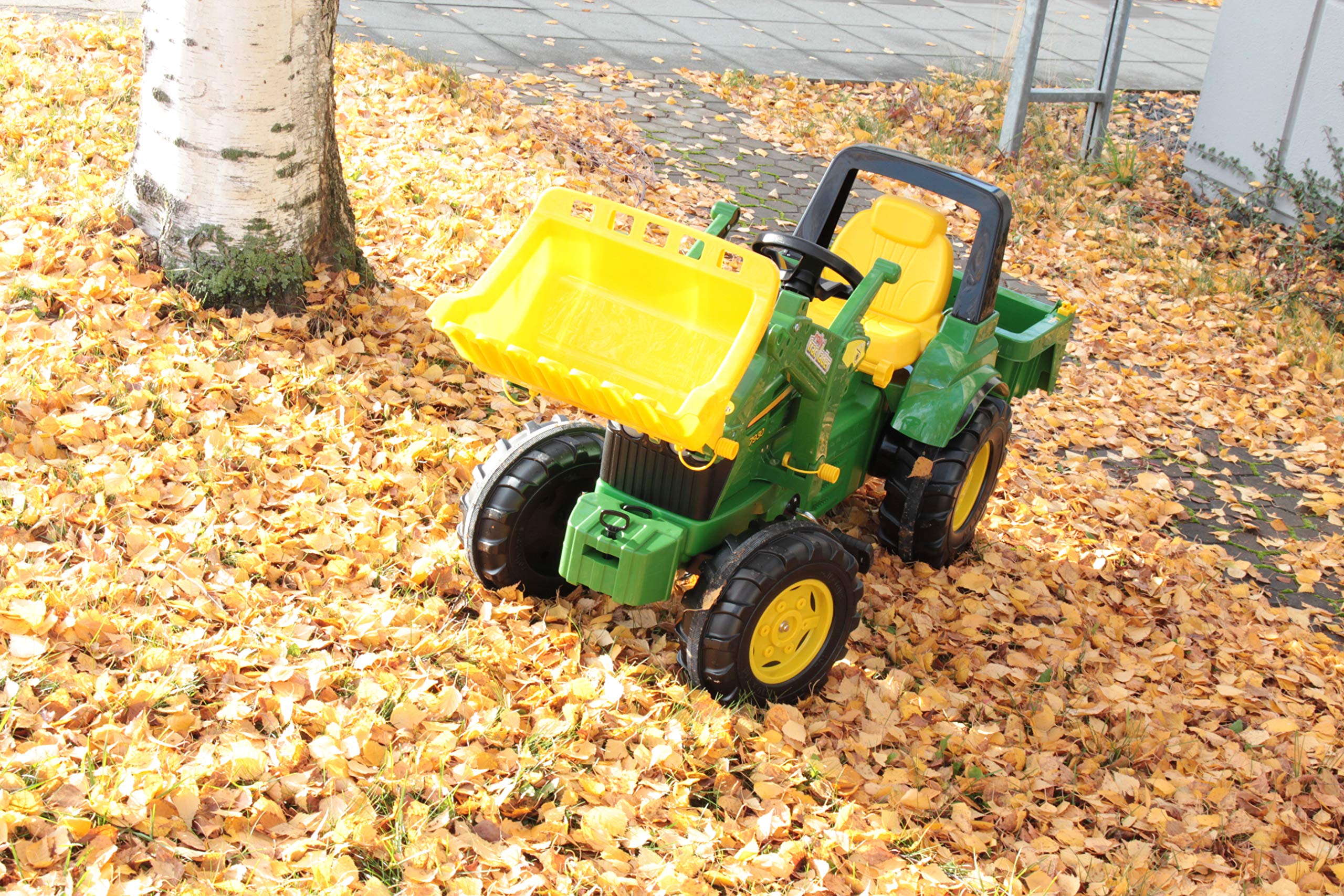 John Deere 7930 Pedal Tractor Toy for Kids Ages 3-8 with Front Loader, Transport Platform & Brake - Green Ride-On Tractor, 110 x 52 x 54 cm - Outdoor Farm Pretend Play & Backyard Fun