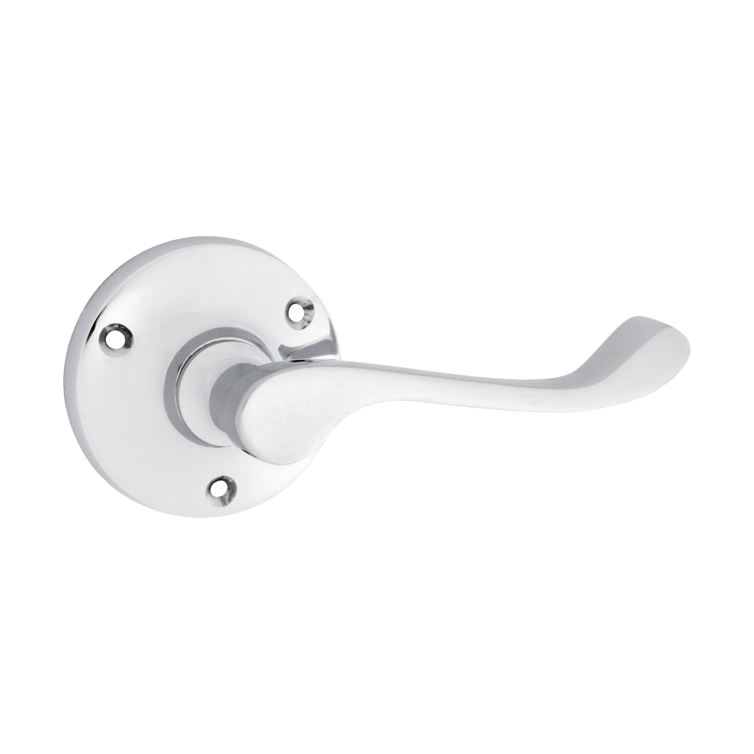Victorian Style Door Lever Set - Round Rose Design, Chrome Plated (D63xP58mm) - Perfect for Historic Home Restoration & Vintage Interior Decor